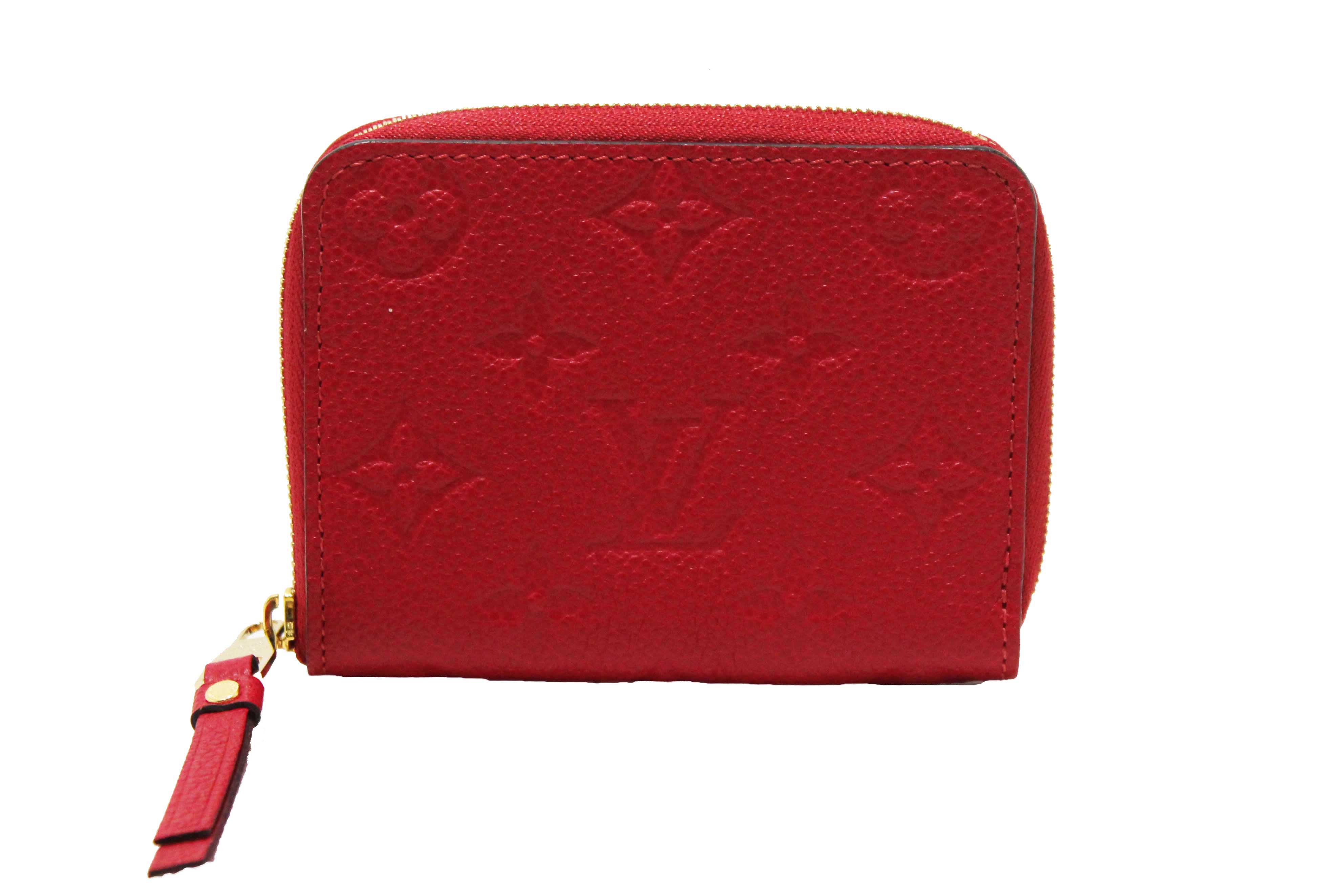 Authentic Louis Vuitton Red Monogram Empreinte Leather Zippy Coin Purse