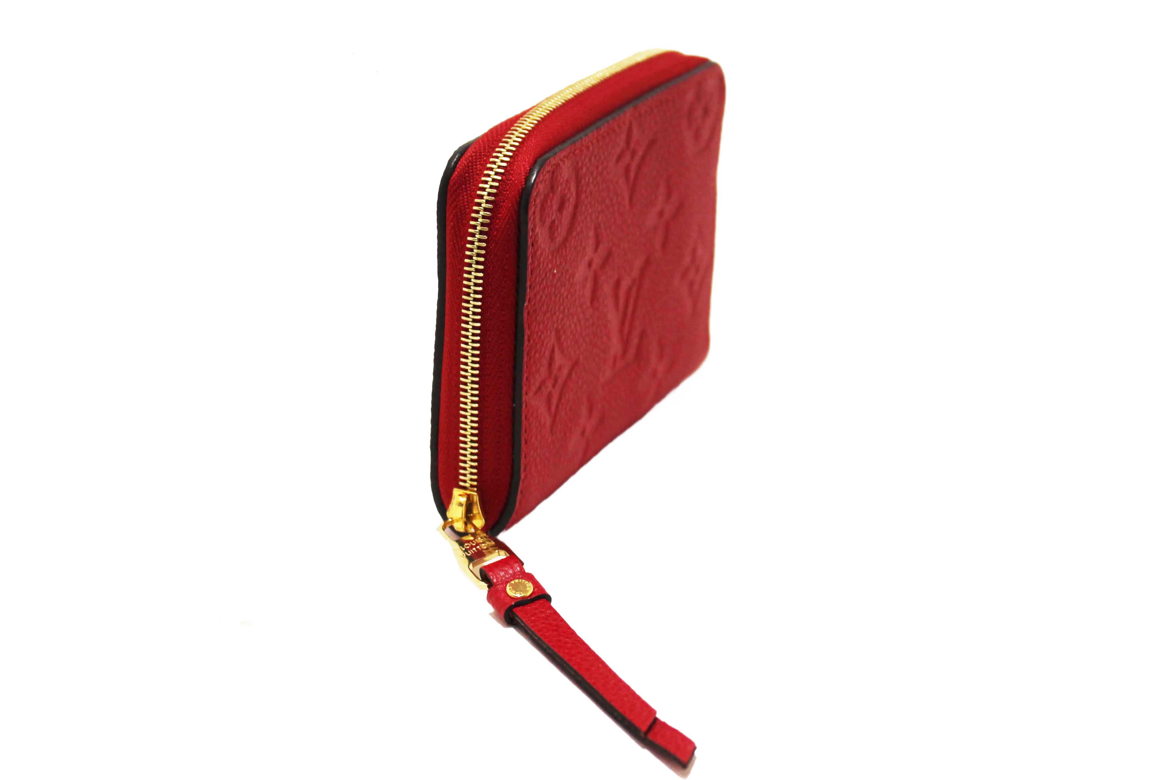 Authentic Louis Vuitton Red Monogram Empreinte Leather Zippy Coin Purse
