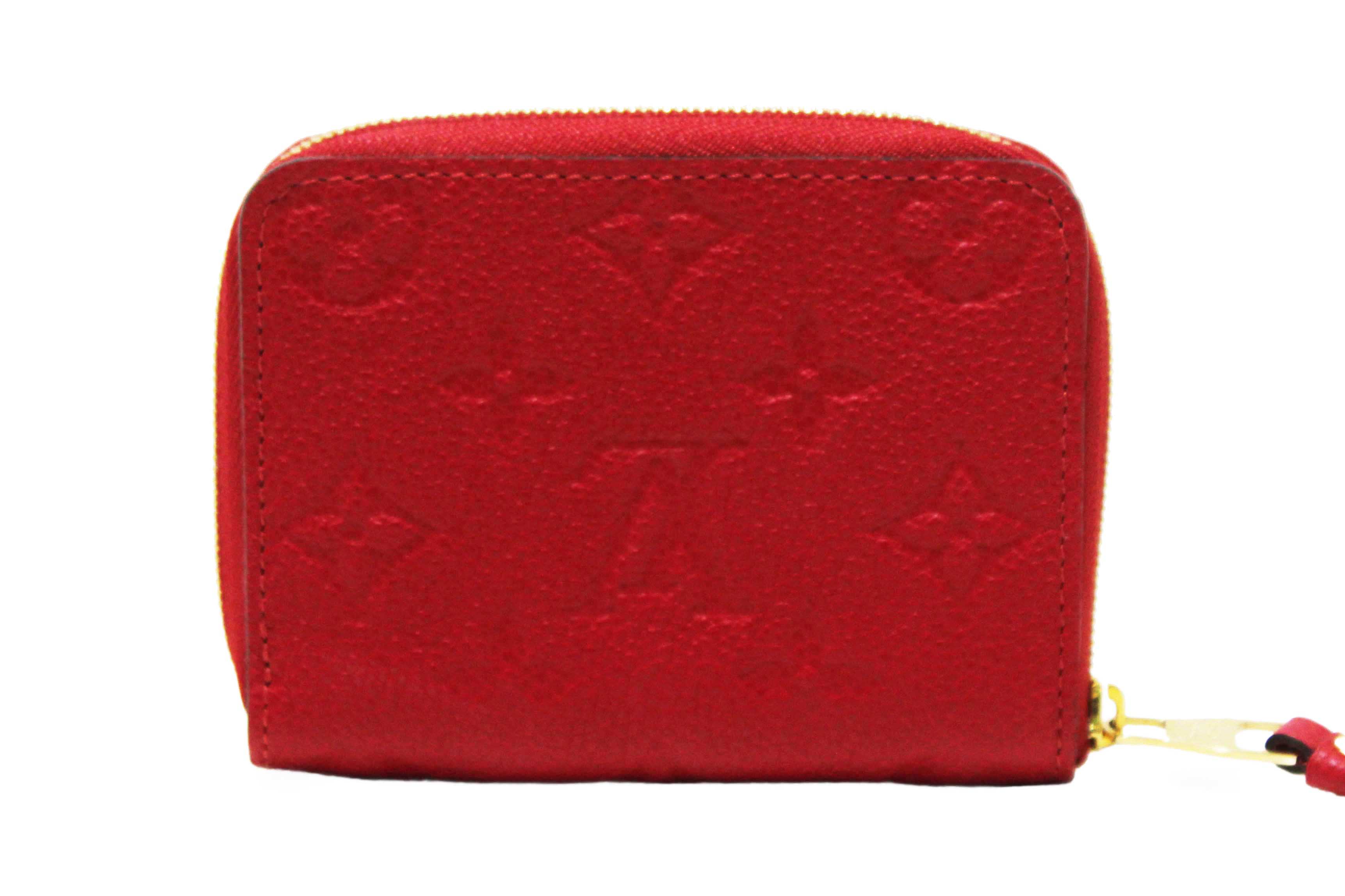 Authentic Louis Vuitton Red Monogram Empreinte Leather Zippy Coin Purse