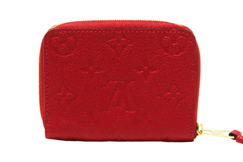 Authentic Louis Vuitton Red Monogram Empreinte Leather Zippy Coin Purse
