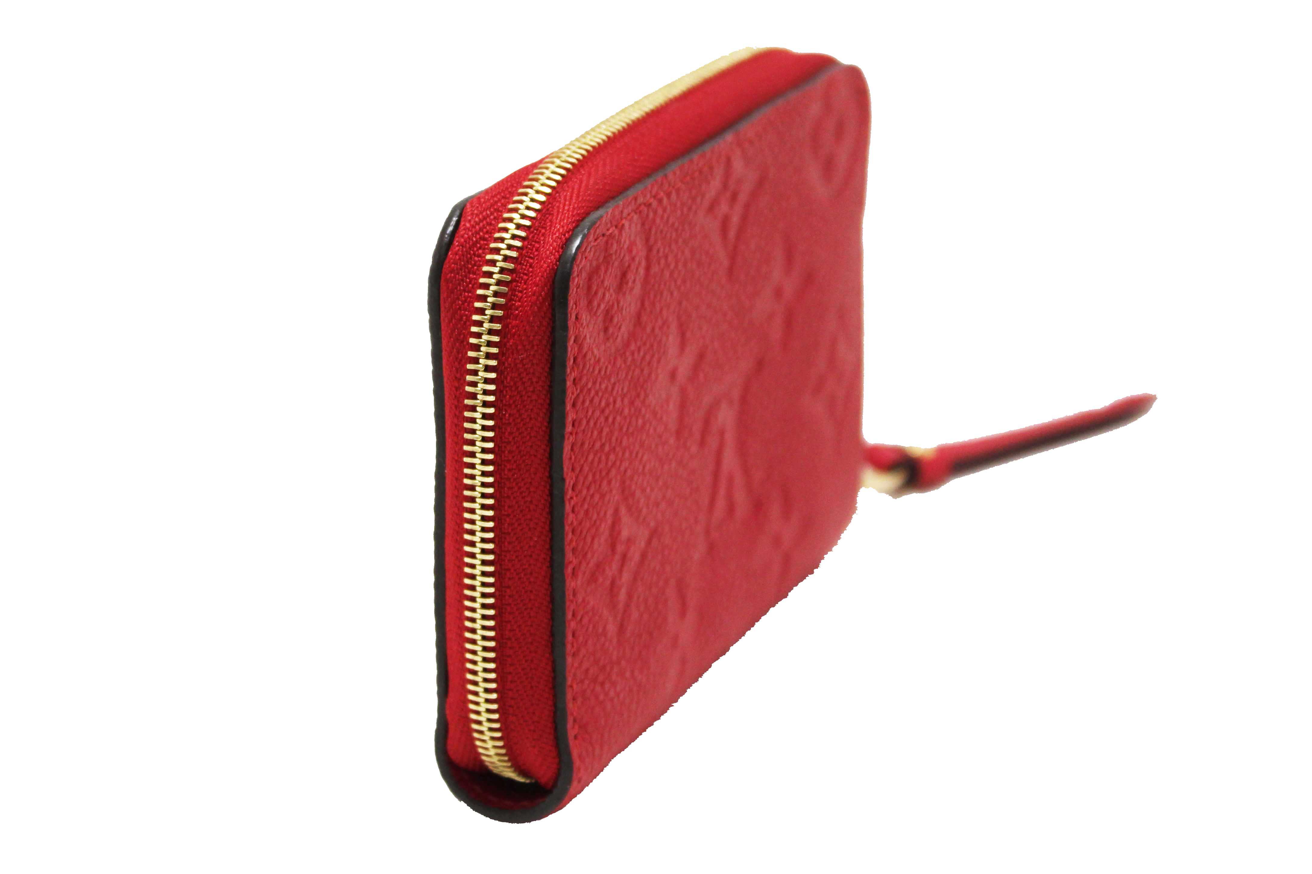 Authentic Louis Vuitton Red Monogram Empreinte Leather Zippy Coin Purse