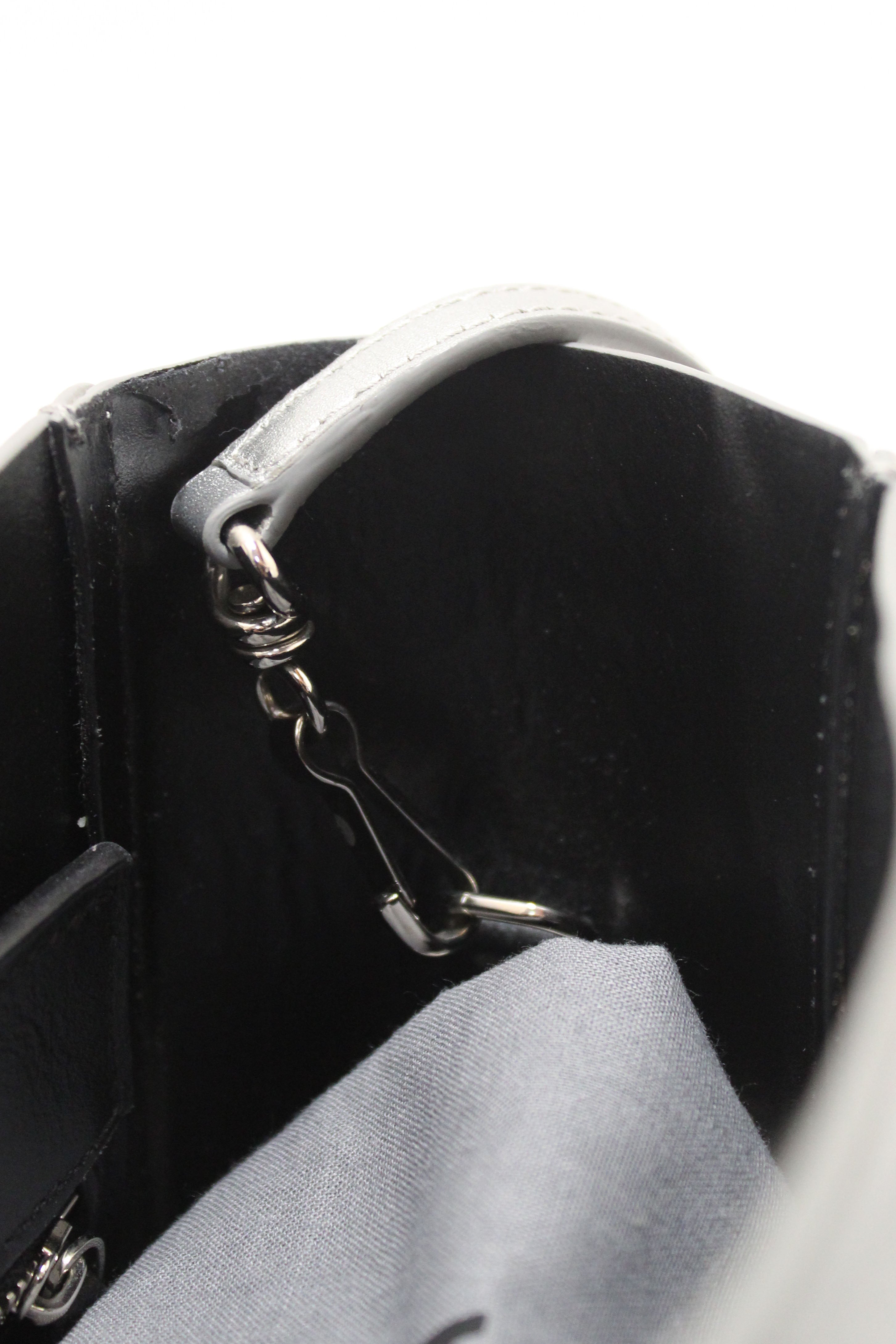 Authentic Balenciaga Silver Calfskin Leather Everyday XXS Tote Crossbody Bag