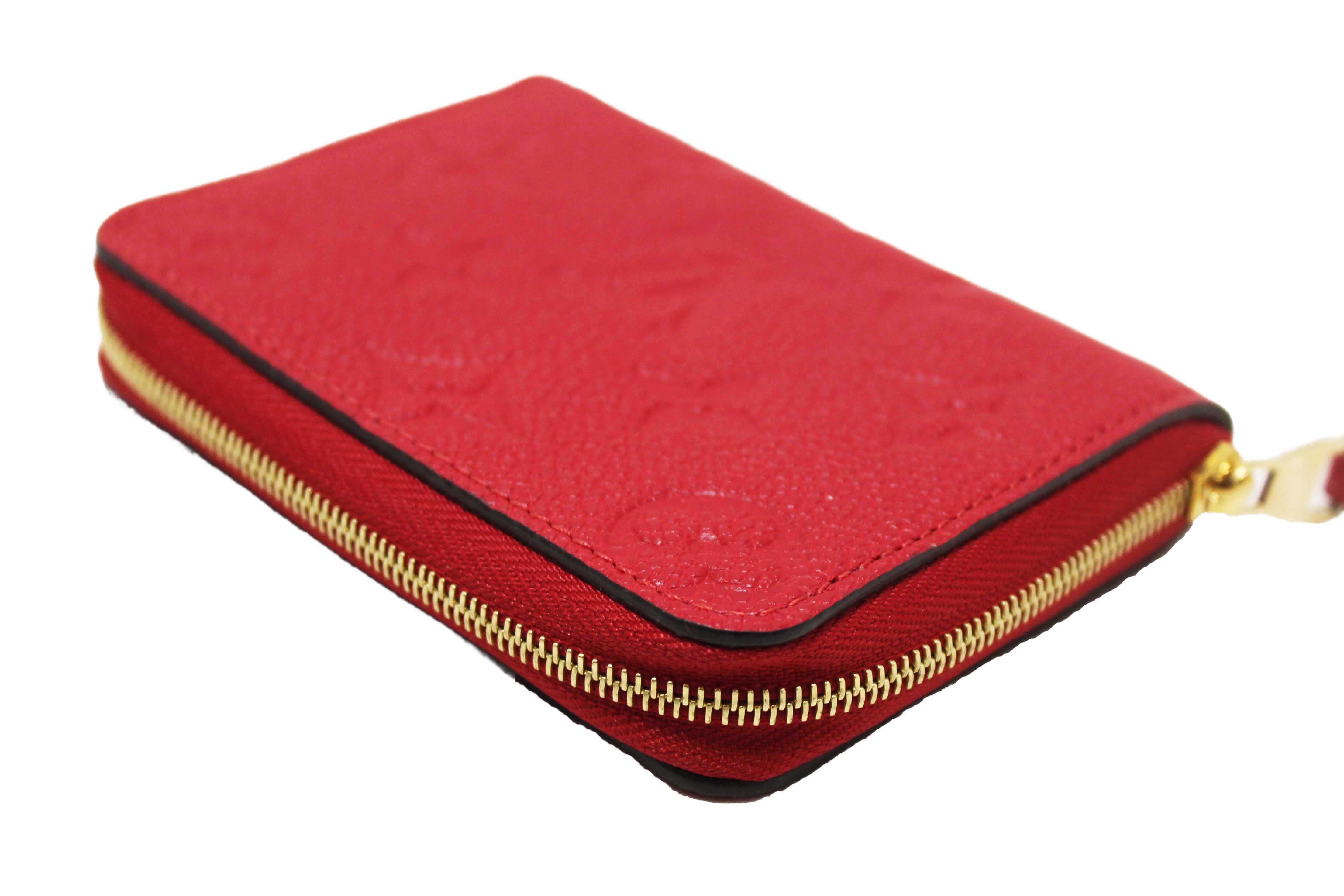 Authentic Louis Vuitton Red Monogram Empreinte Leather Zippy Coin Purse