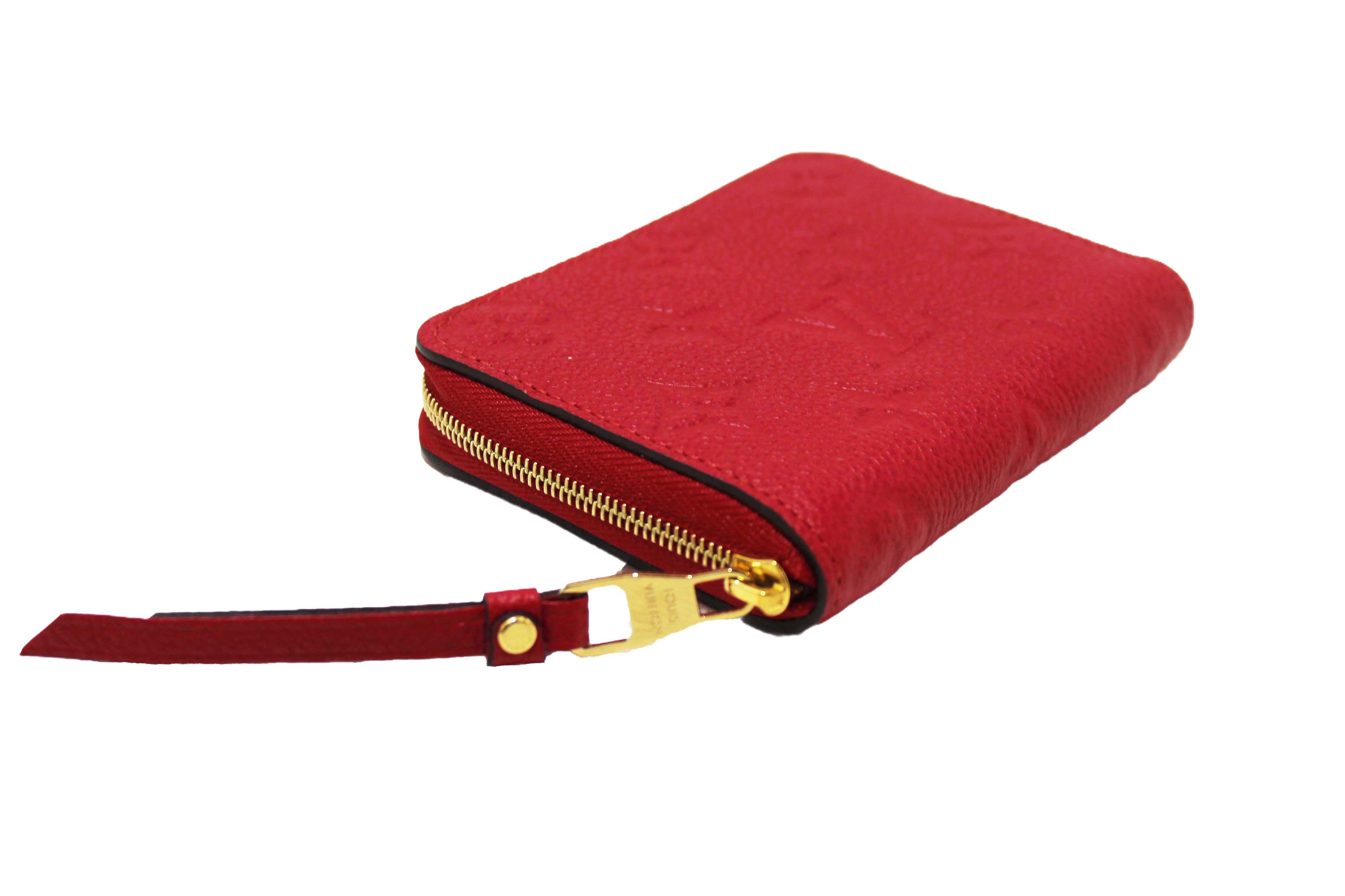 Authentic Louis Vuitton Red Monogram Empreinte Leather Zippy Coin Purse