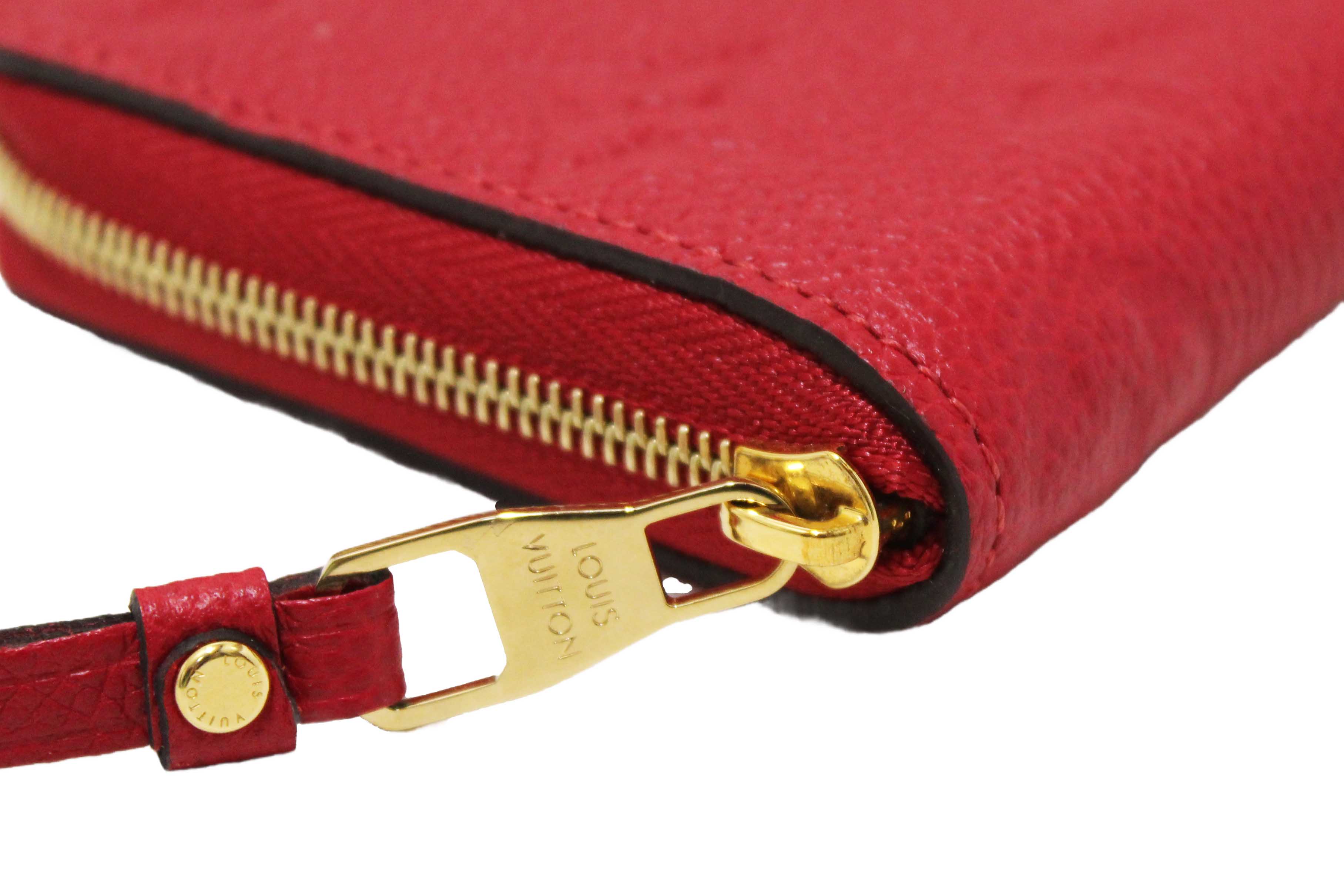 Authentic Louis Vuitton Red Monogram Empreinte Leather Zippy Coin Purse