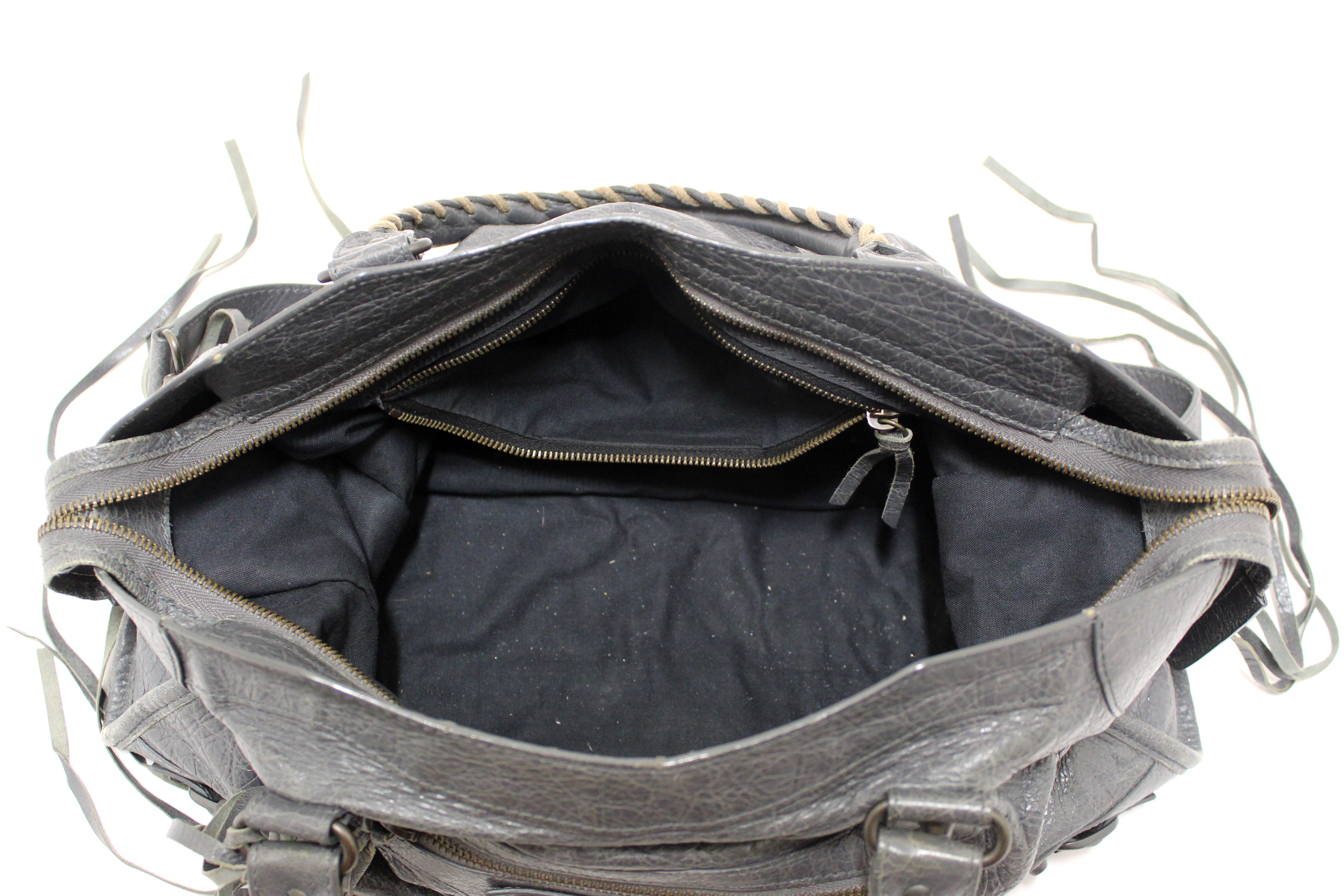 Authentic Balenciaga Grey Classic City Lambskin Leather Shoulder Bag