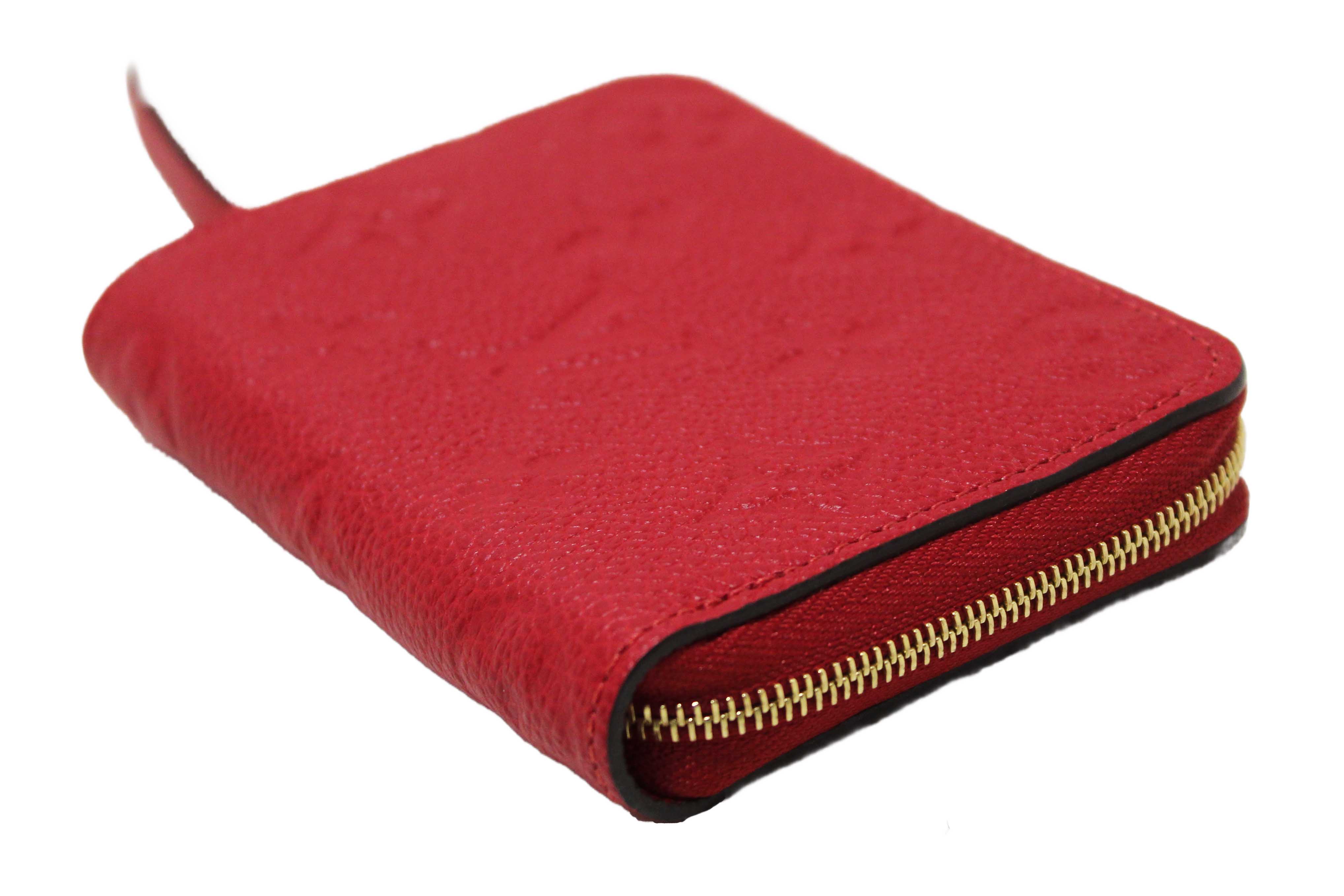 Authentic Louis Vuitton Red Monogram Empreinte Leather Zippy Coin Purse