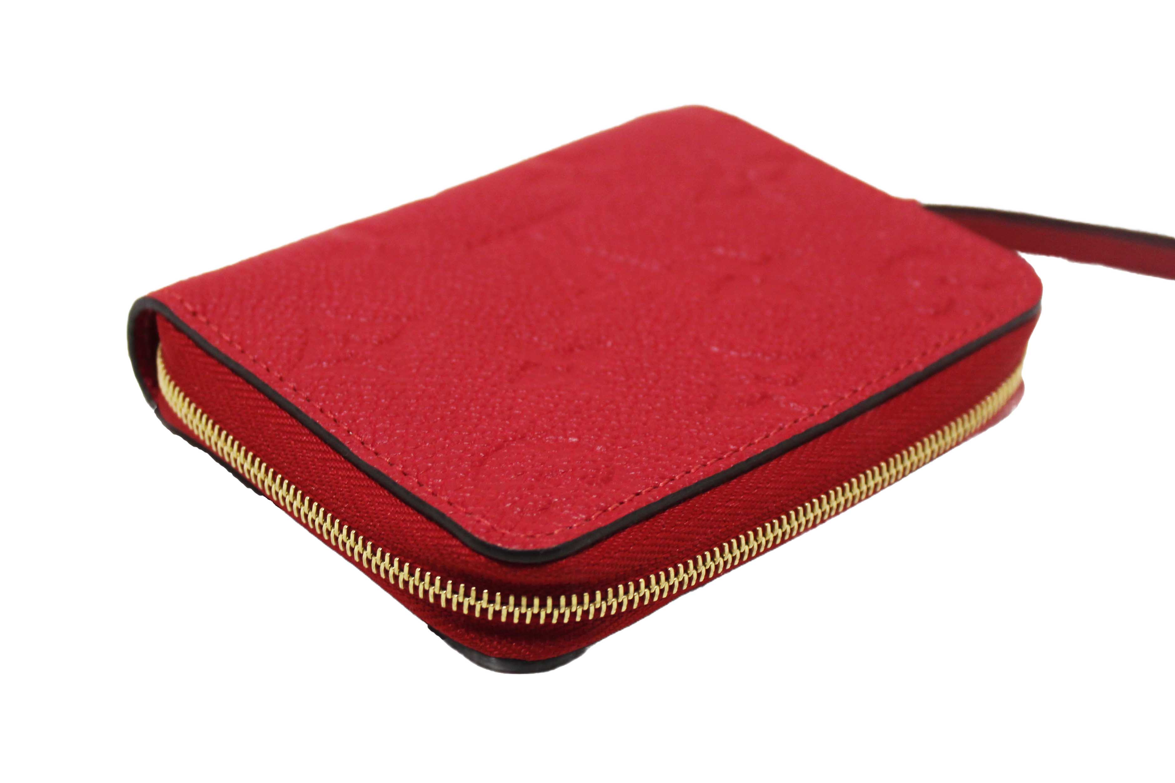 Authentic Louis Vuitton Red Monogram Empreinte Leather Zippy Coin Purse