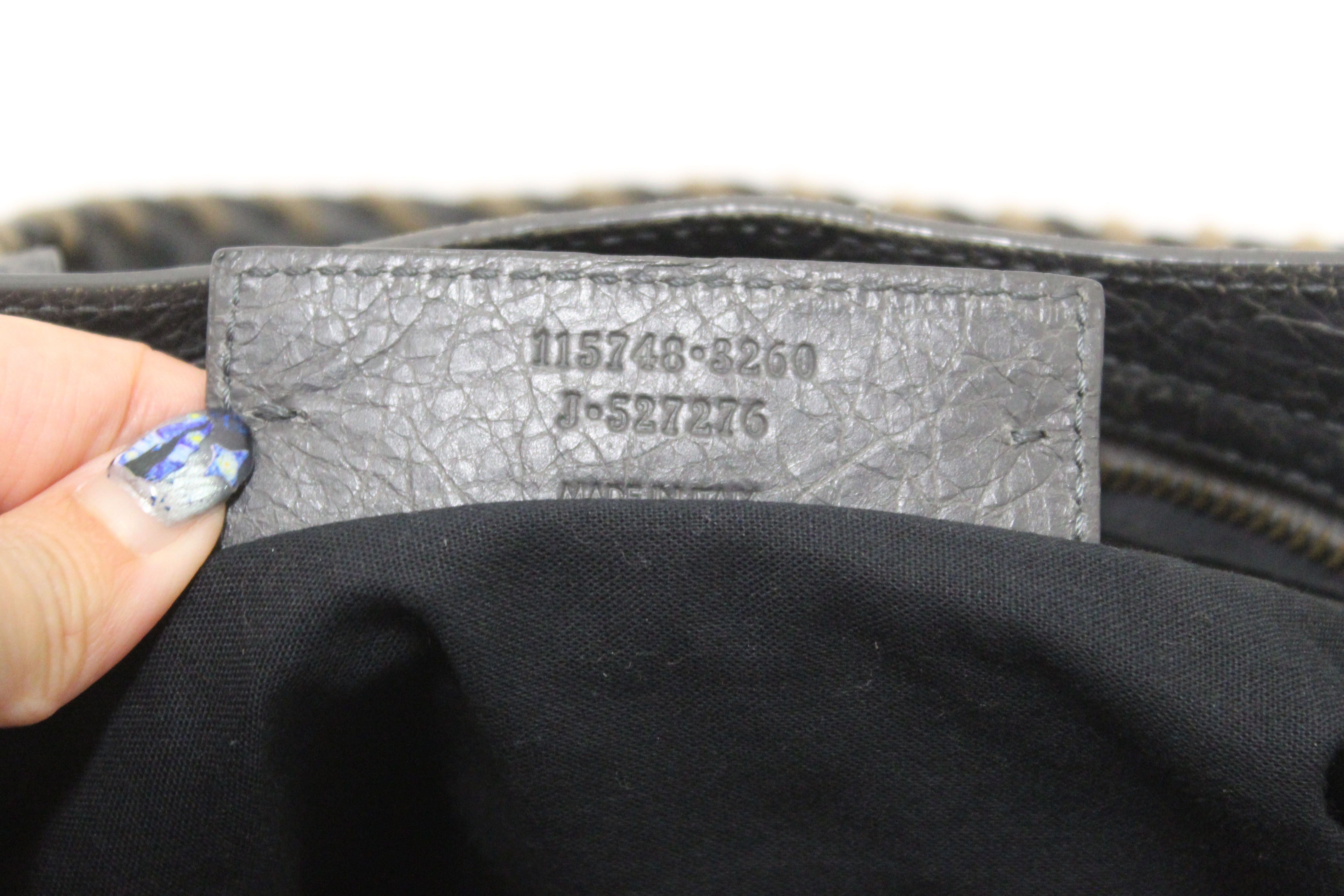 Authentic Balenciaga Grey Classic City Lambskin Leather Shoulder Bag