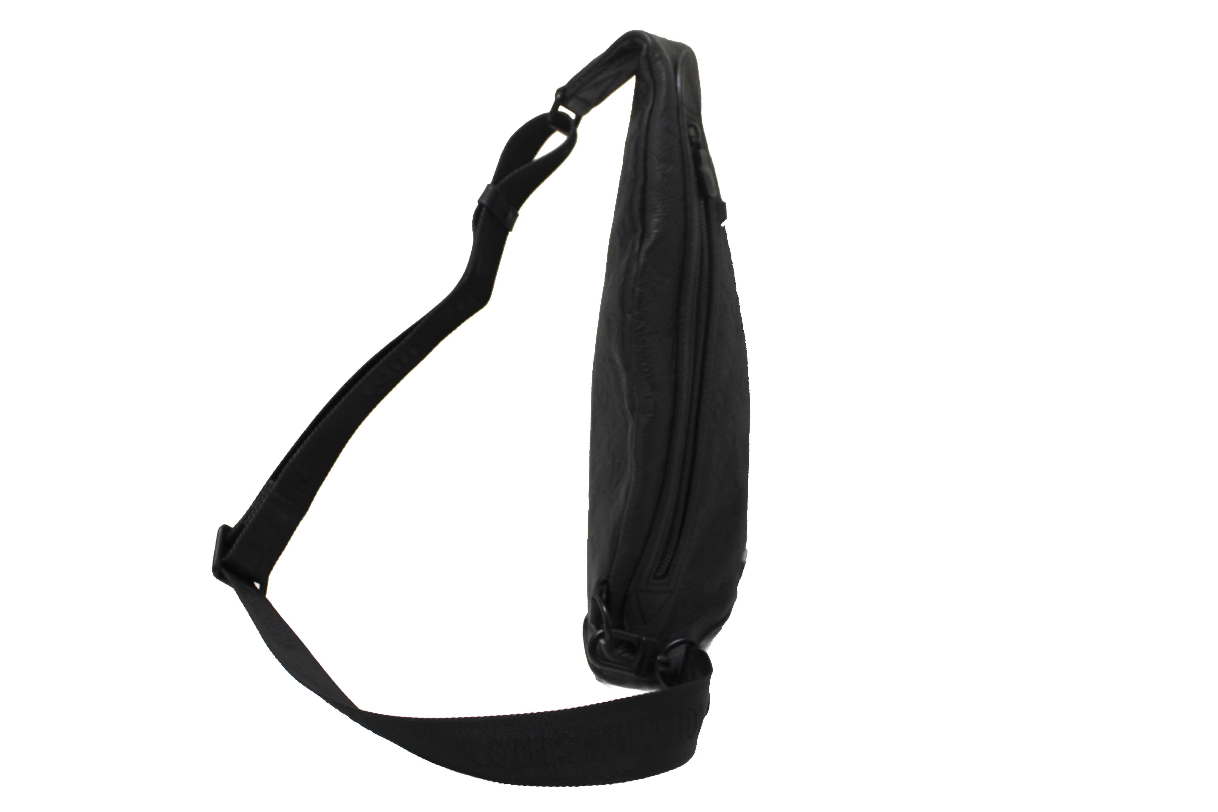 Authentic Louis Vuitton Black Monogram Shadow Calfskin Leather Duo Slingbag