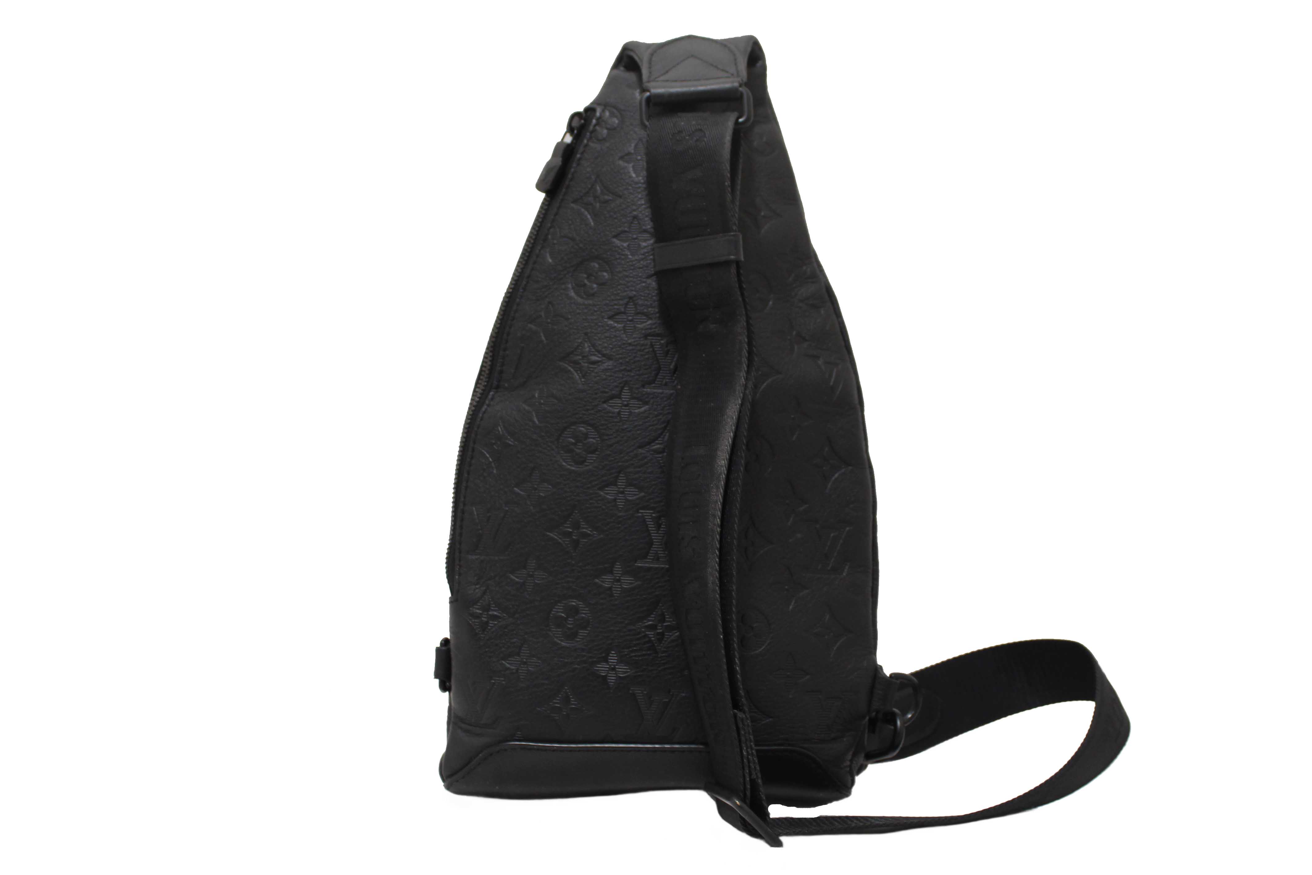 Authentic Louis Vuitton Black Monogram Shadow Calfskin Leather Duo Slingbag