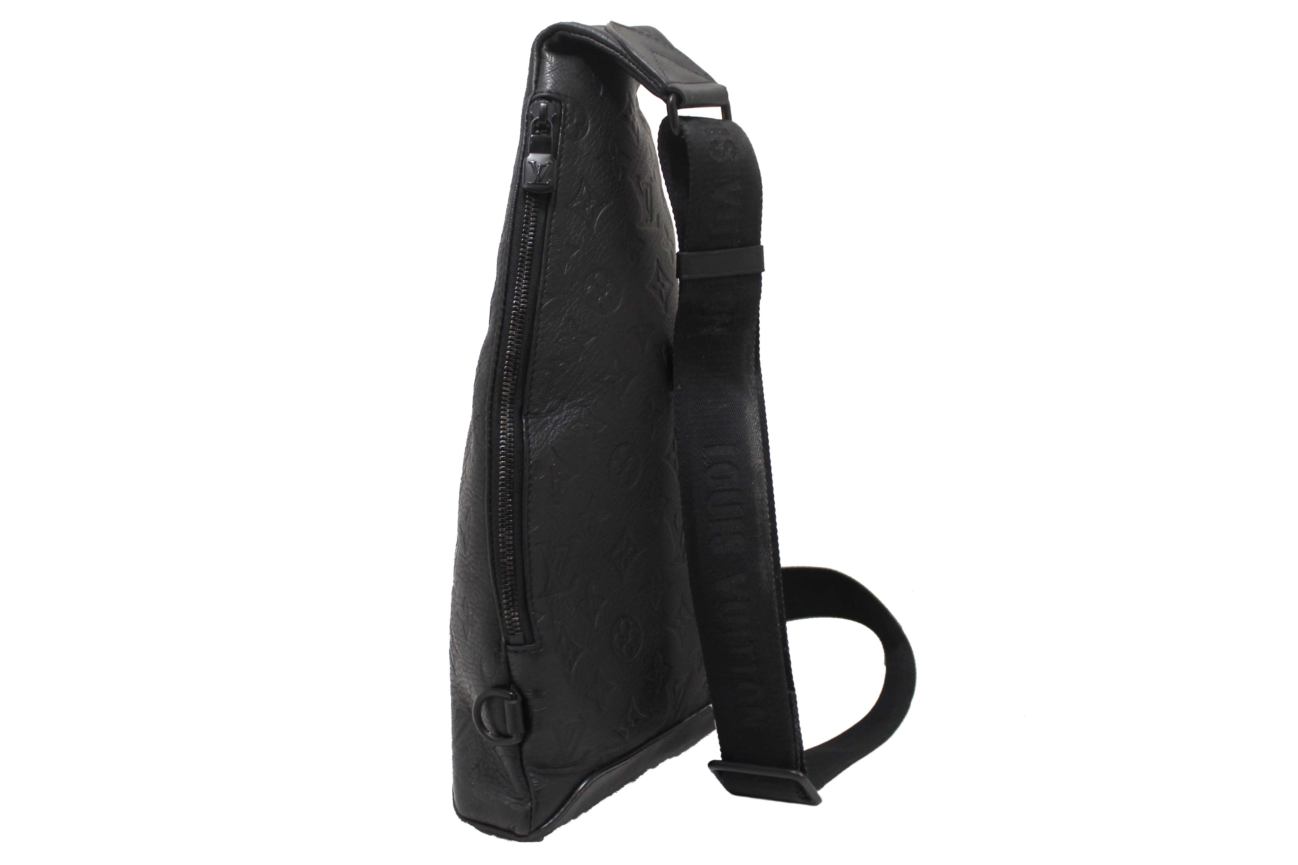 Authentic Louis Vuitton Black Monogram Shadow Calfskin Leather Duo Slingbag