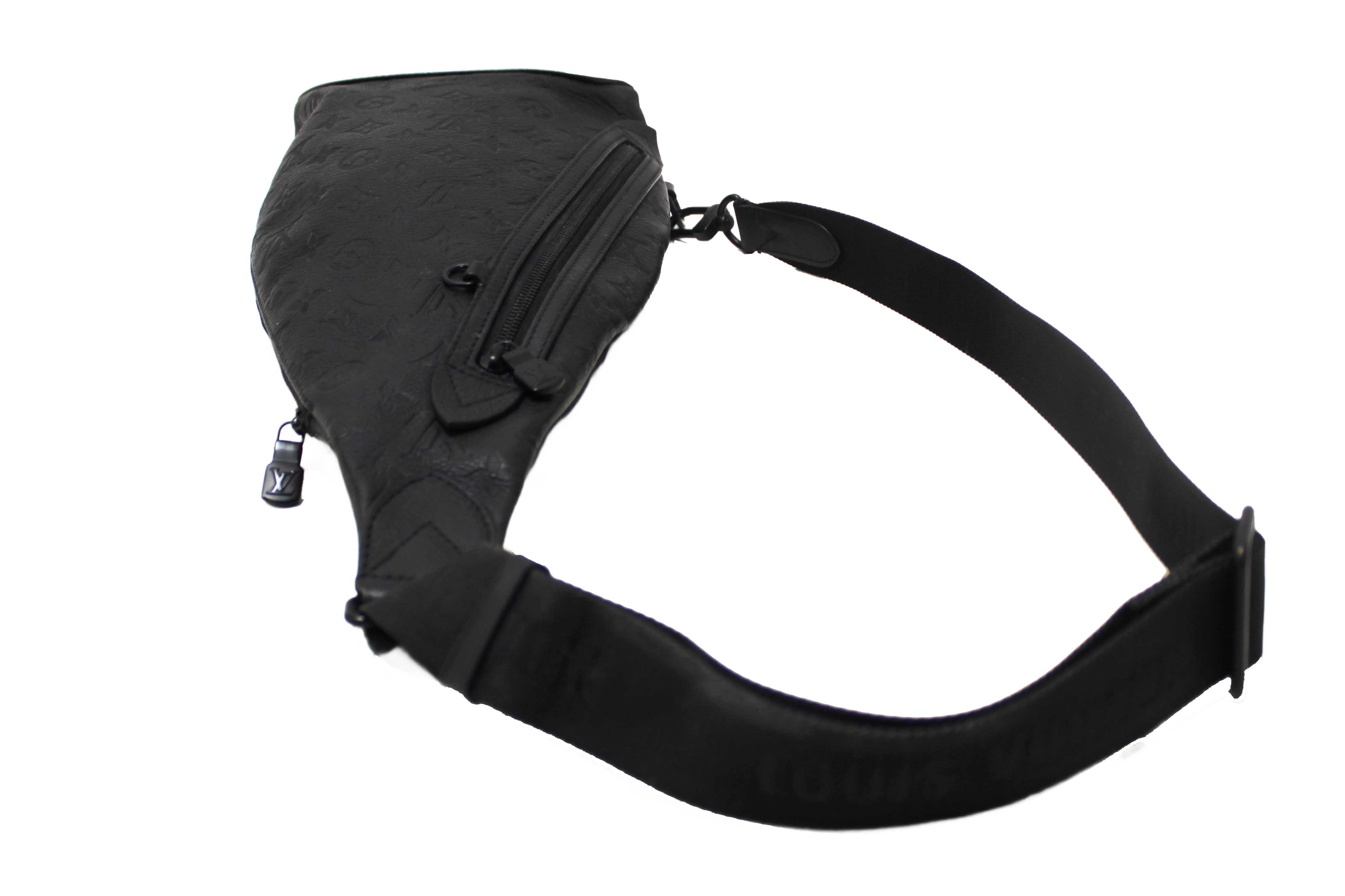 Authentic Louis Vuitton Black Monogram Shadow Calfskin Leather Duo Slingbag