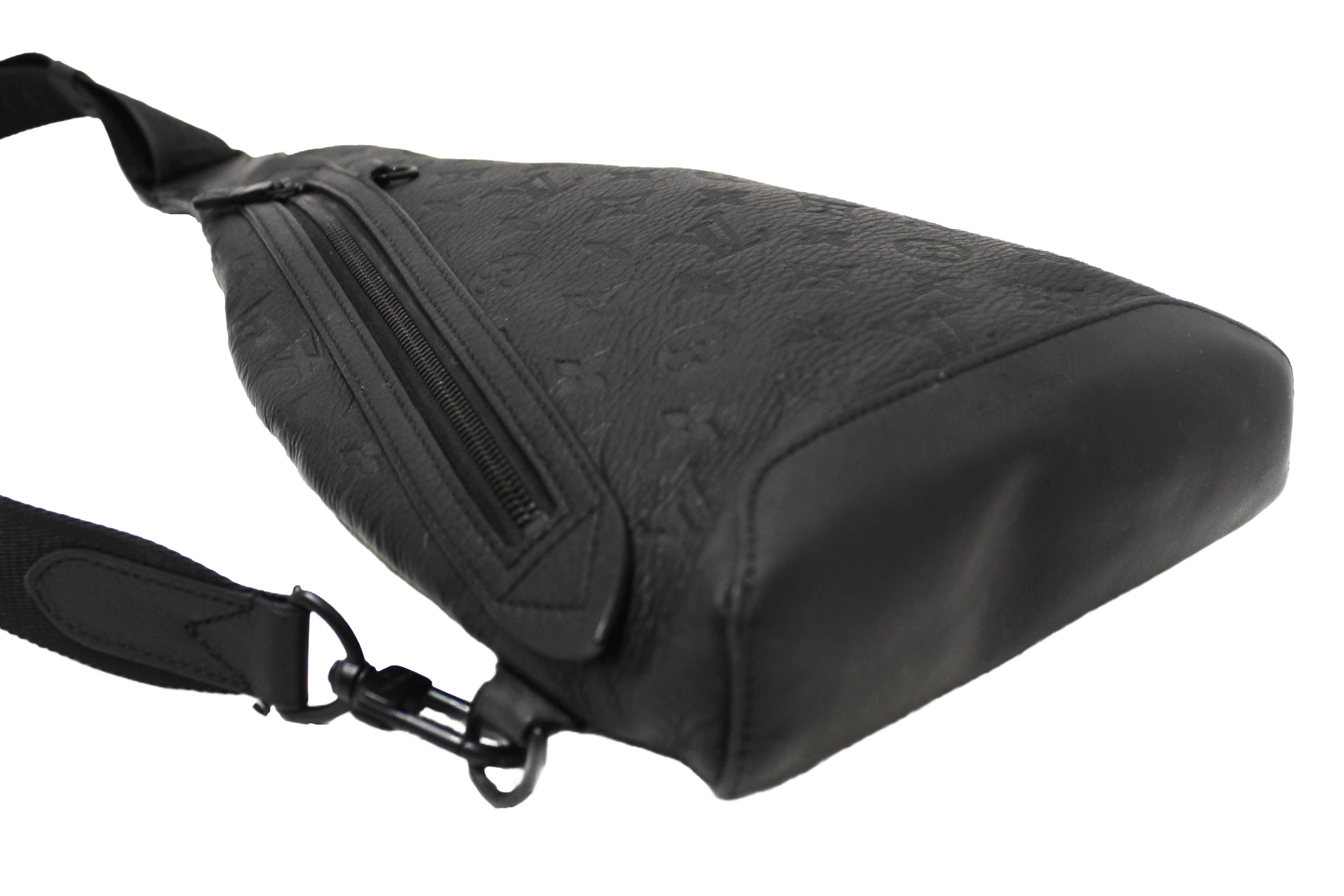 Authentic Louis Vuitton Black Monogram Shadow Calfskin Leather Duo Slingbag