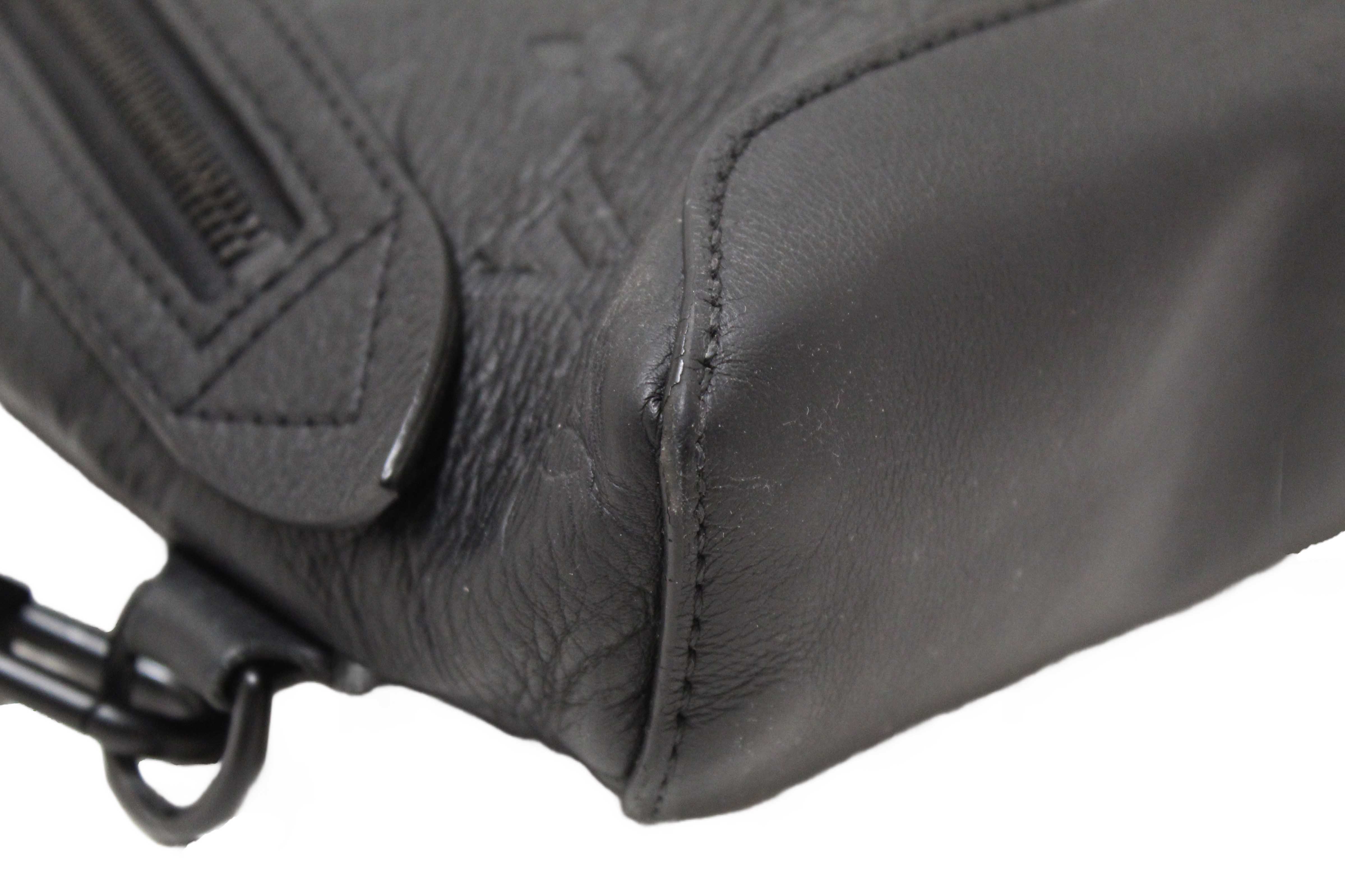 Authentic Louis Vuitton Black Monogram Shadow Calfskin Leather Duo Slingbag