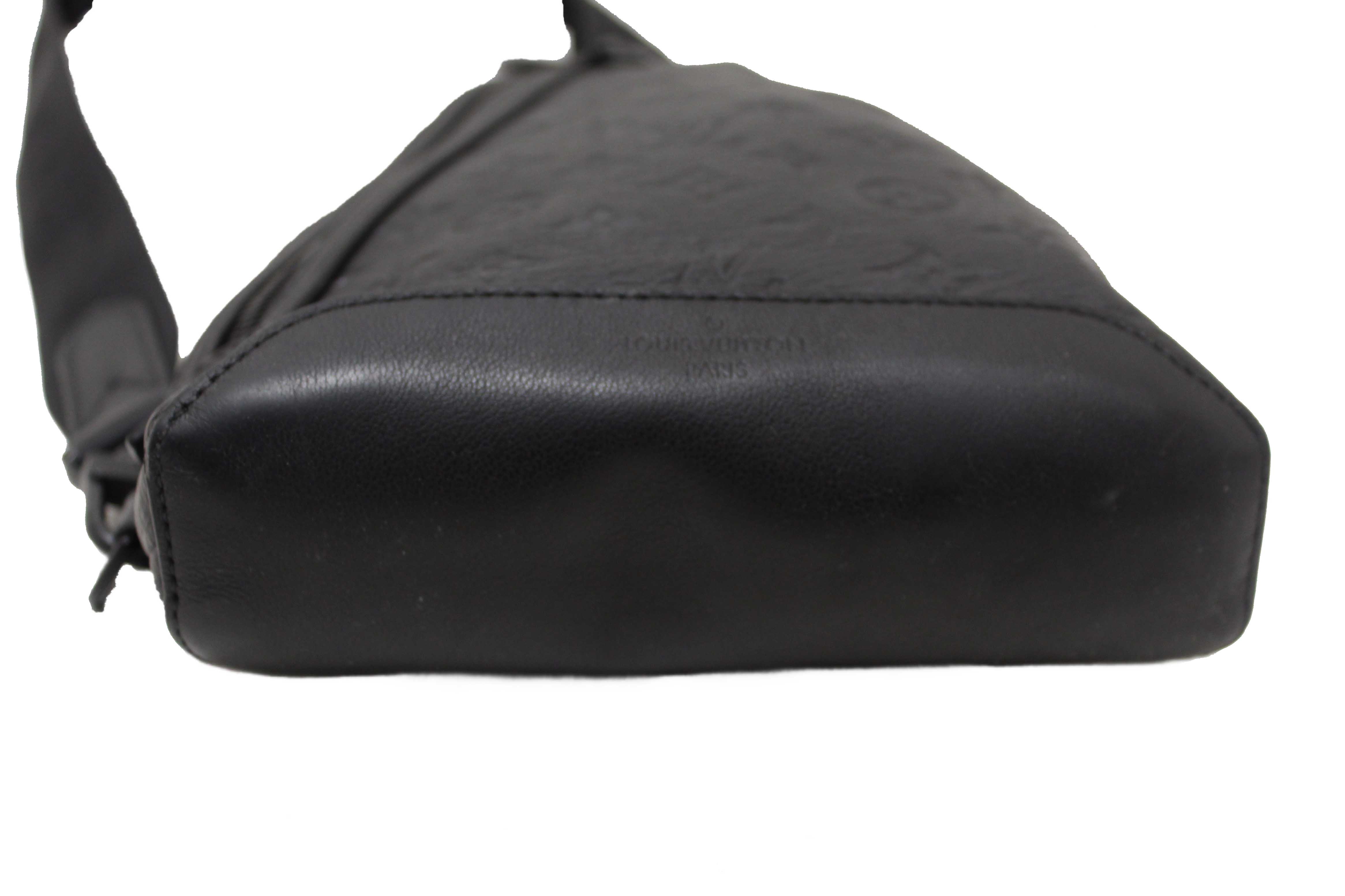 Authentic Louis Vuitton Black Monogram Shadow Calfskin Leather Duo Slingbag