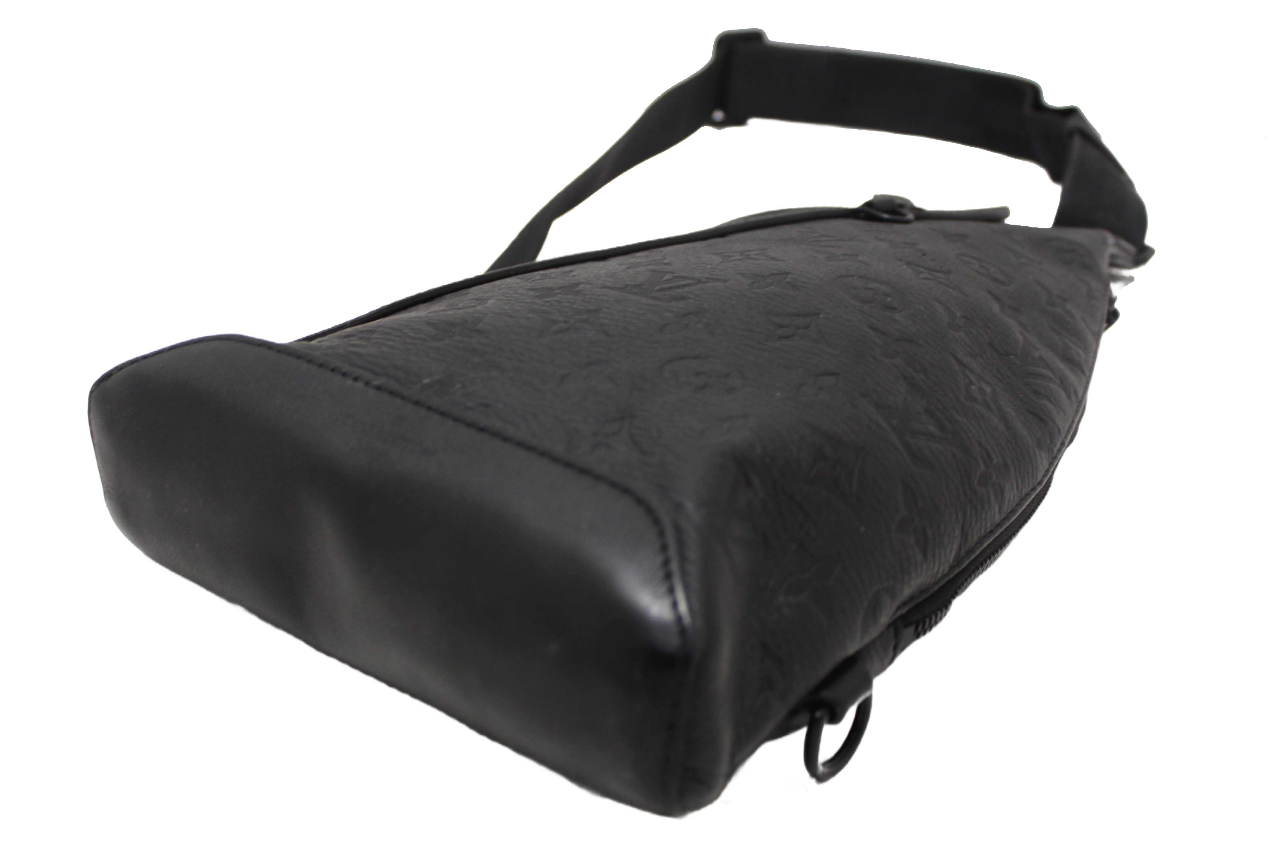 Authentic Louis Vuitton Black Monogram Shadow Calfskin Leather Duo Slingbag