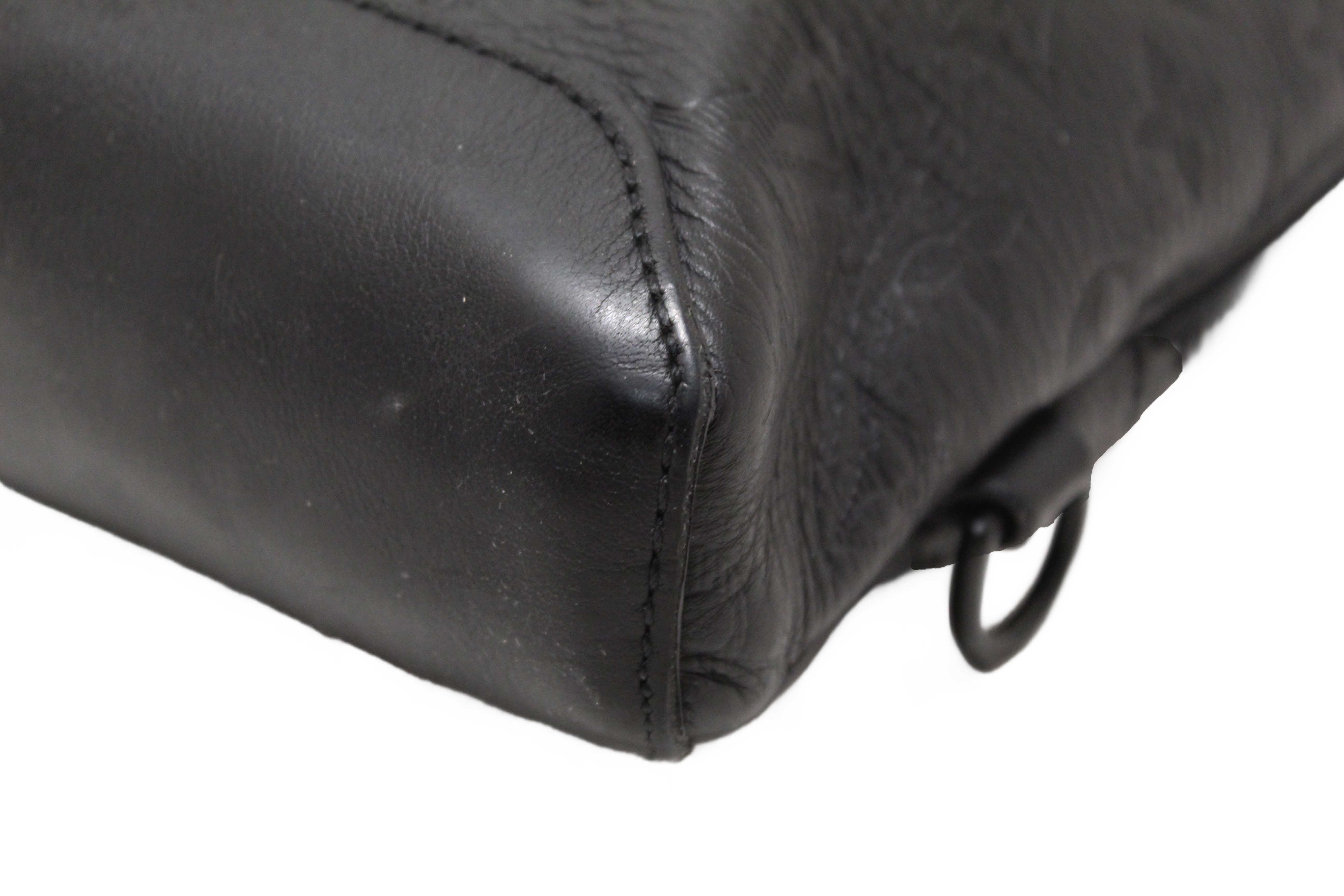 Authentic Louis Vuitton Black Monogram Shadow Calfskin Leather Duo Slingbag