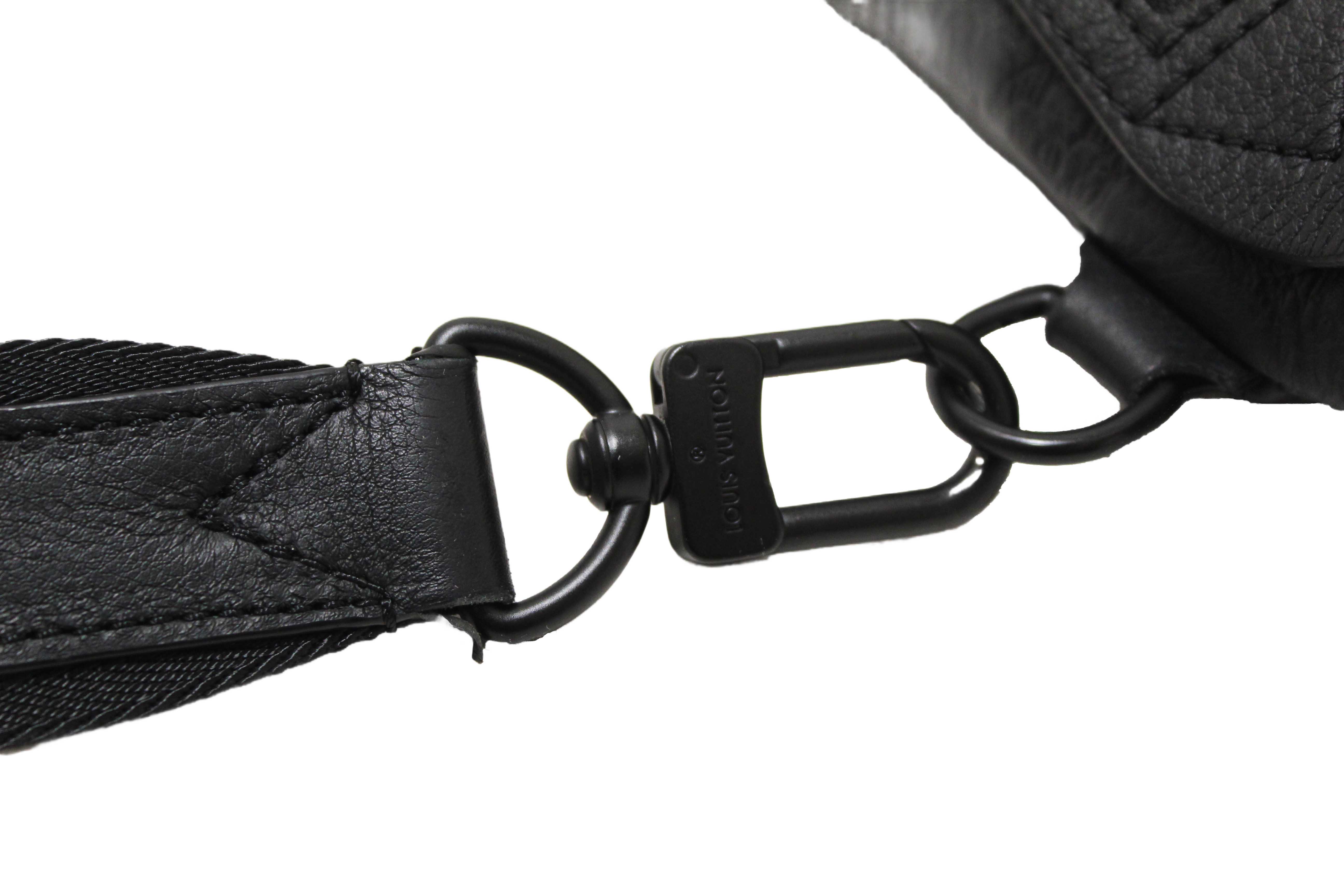 Authentic Louis Vuitton Black Monogram Shadow Calfskin Leather Duo Slingbag