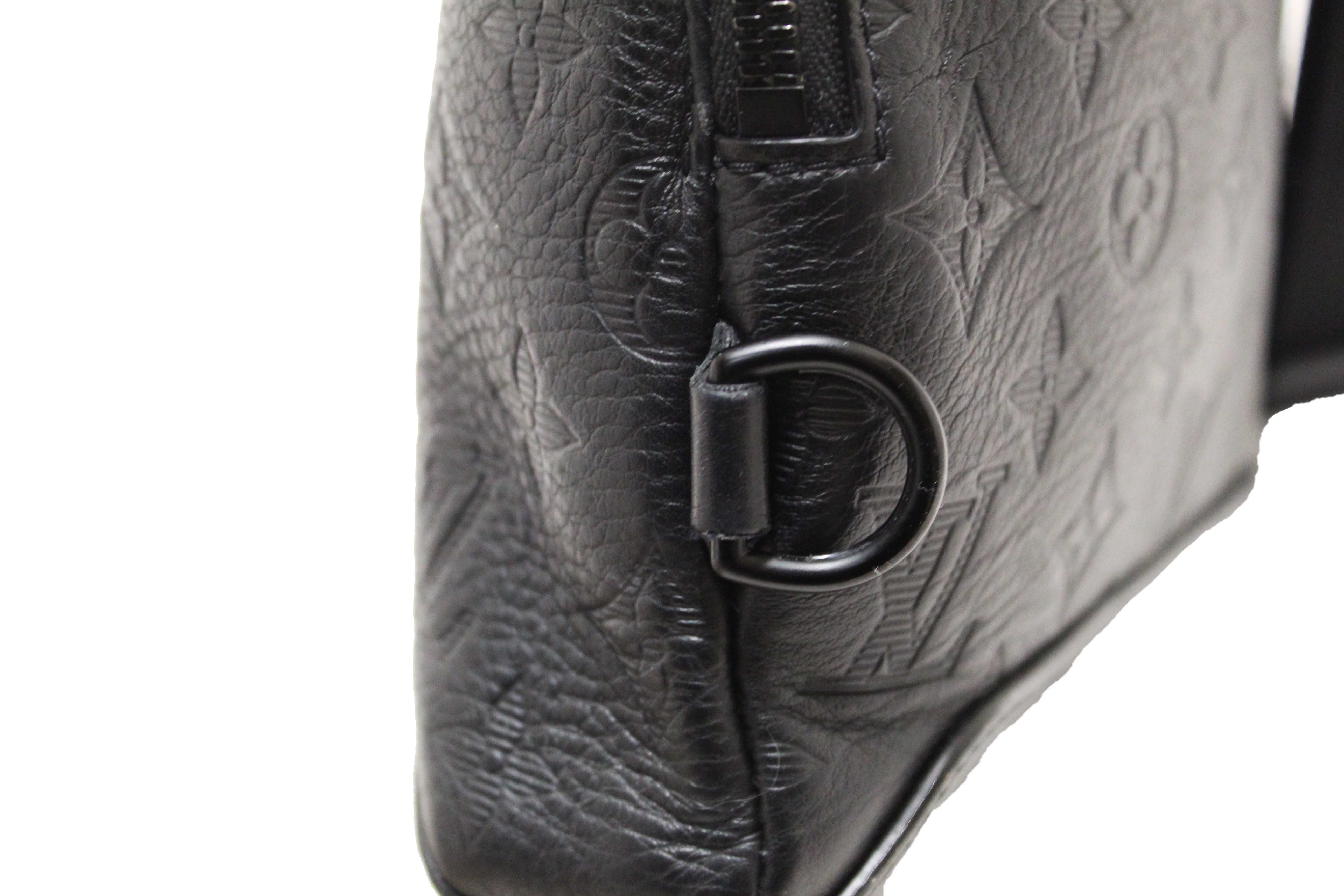 Authentic Louis Vuitton Black Monogram Shadow Calfskin Leather Duo Slingbag