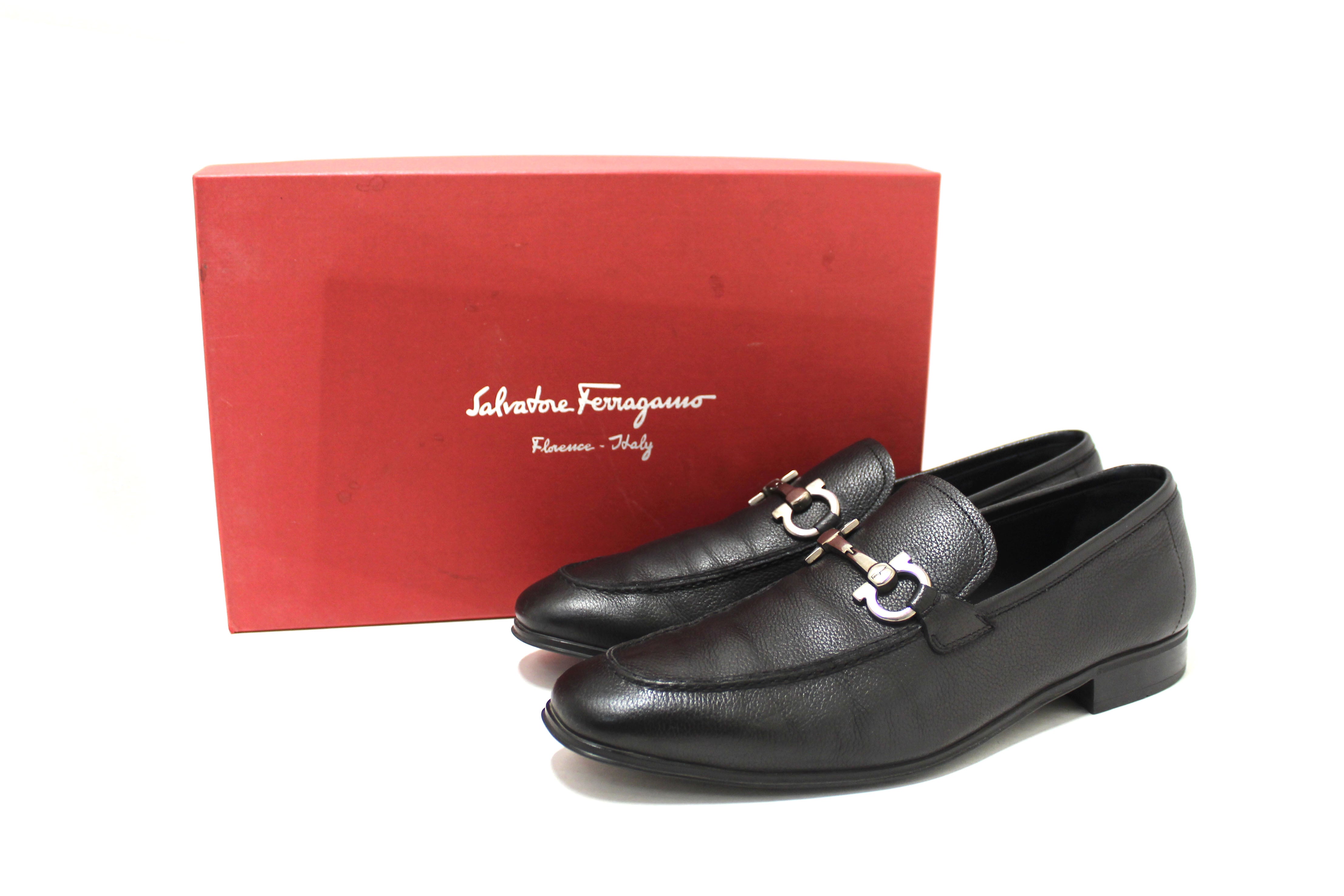 Authentic Salvatore Ferragamo Men's Black Flori Calf Leather Loafer Dr ...