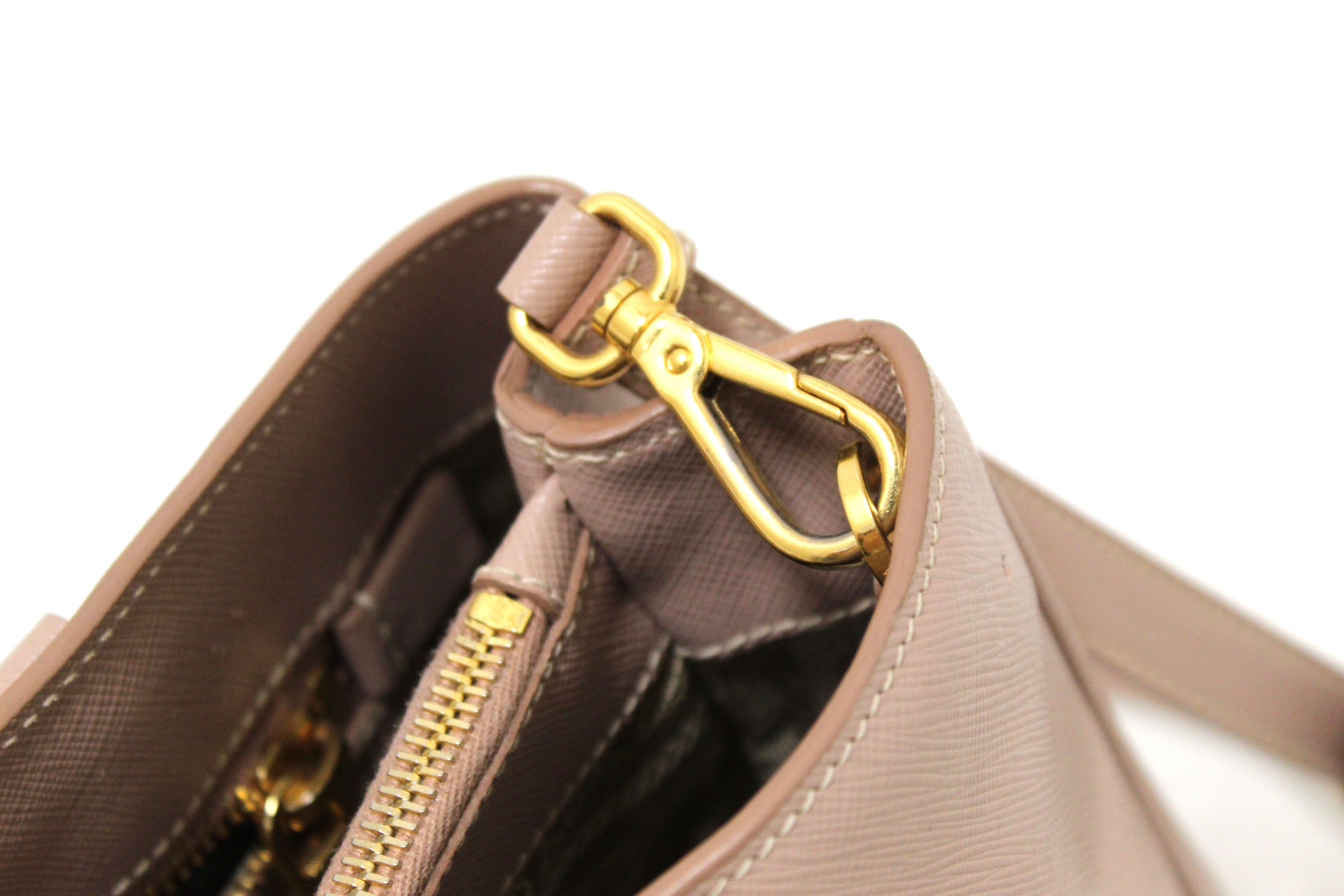 Tan Prada Extra Large Saffiano Lux Galleria Double Zip Tote Handbag