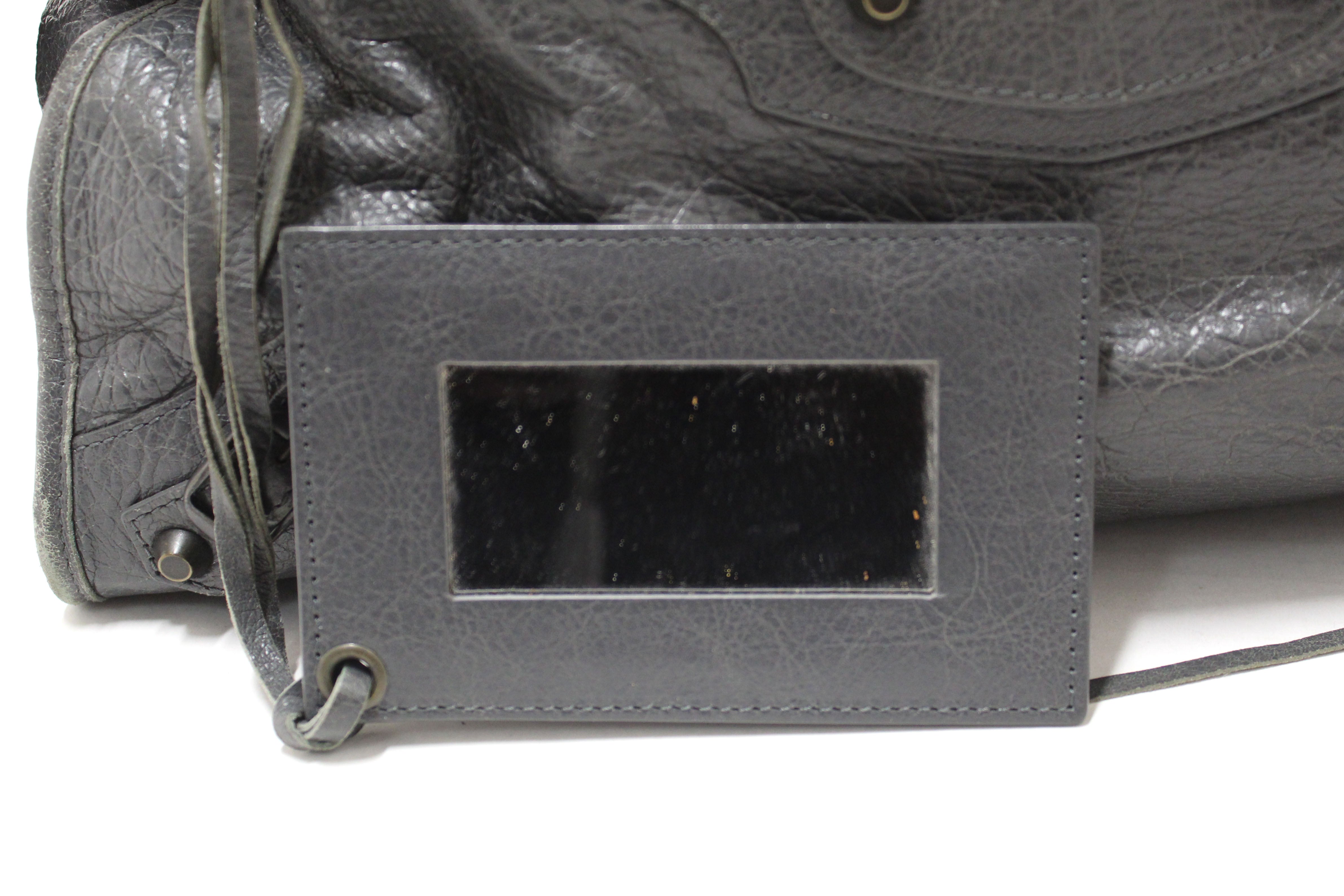 Authentic Balenciaga Grey Classic City Lambskin Leather Shoulder Bag