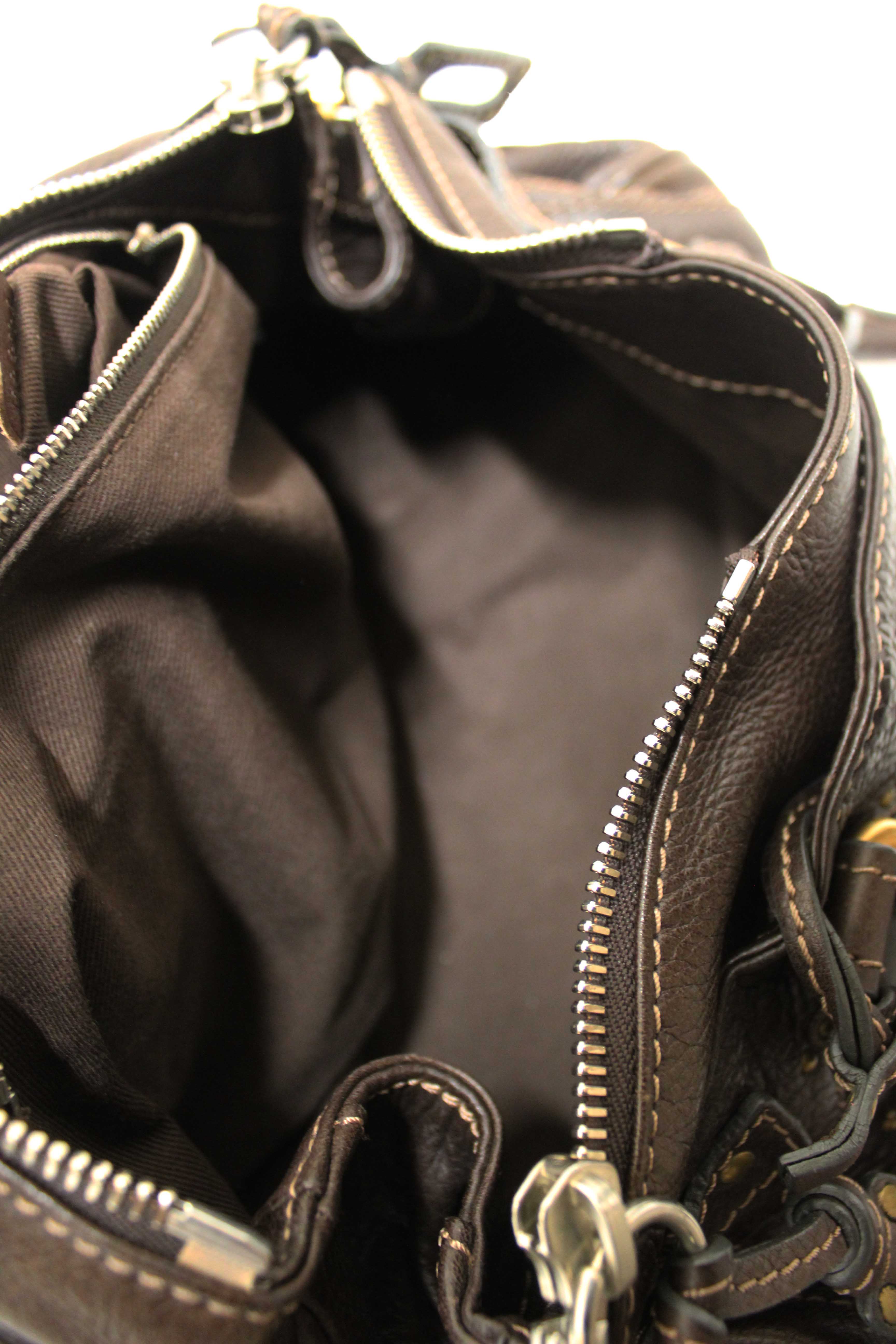 Authentic Chloe Brown Pebbled Leather Paddington Satchel Bag