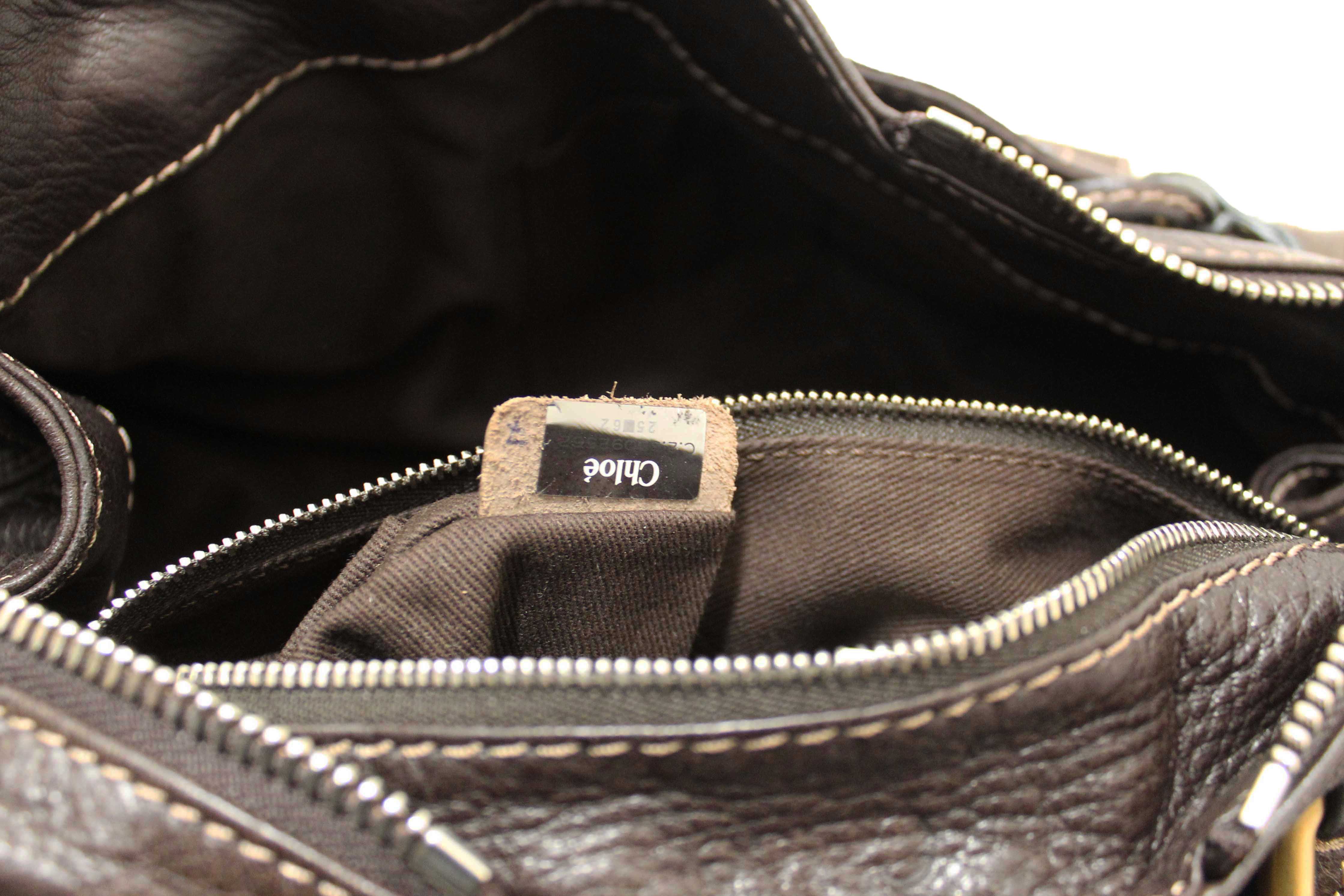 Authentic Chloe Brown Pebbled Leather Paddington Satchel Bag