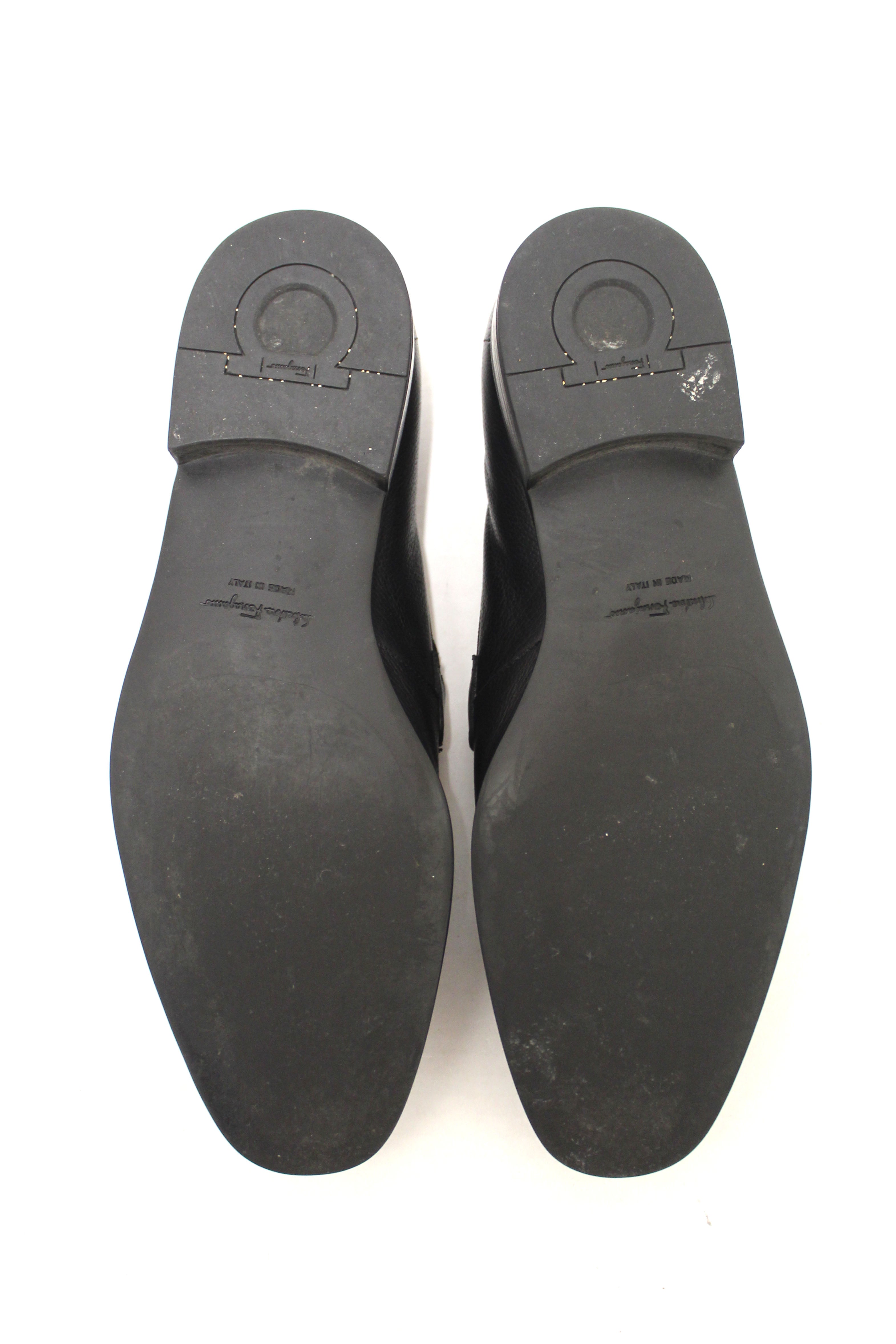 Authentic Salvatore Ferragamo Men's Black Flori Calf Leather Loafer Dress Shoes size 8