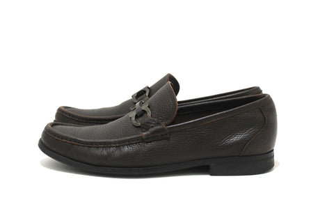 Authentic Salvatore Ferragamo Men's Brown Grandioso Calf Leather Loafer Dress Shoes size 8