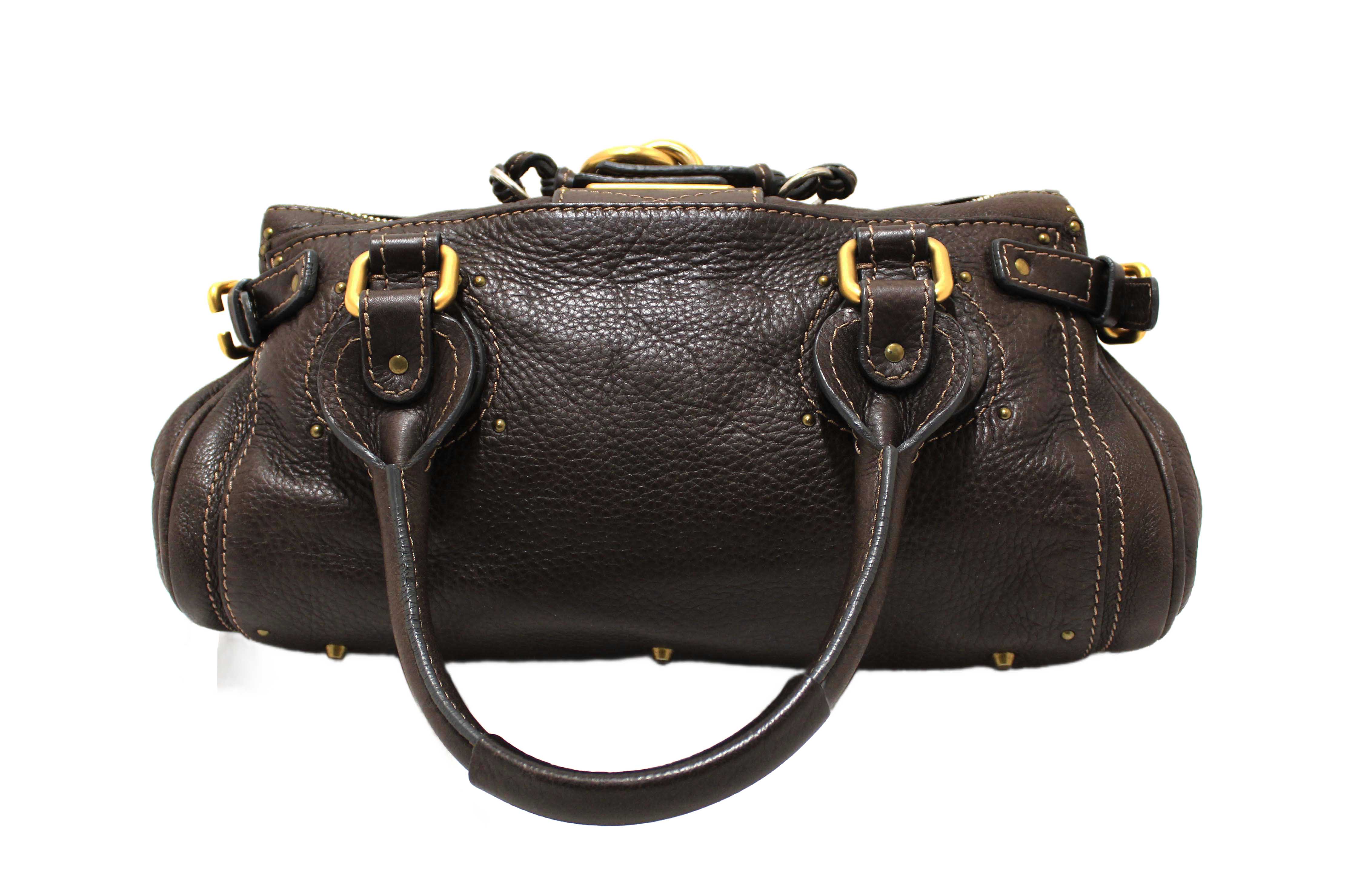 Authentic Chloe Brown Pebbled Leather Paddington Satchel Bag