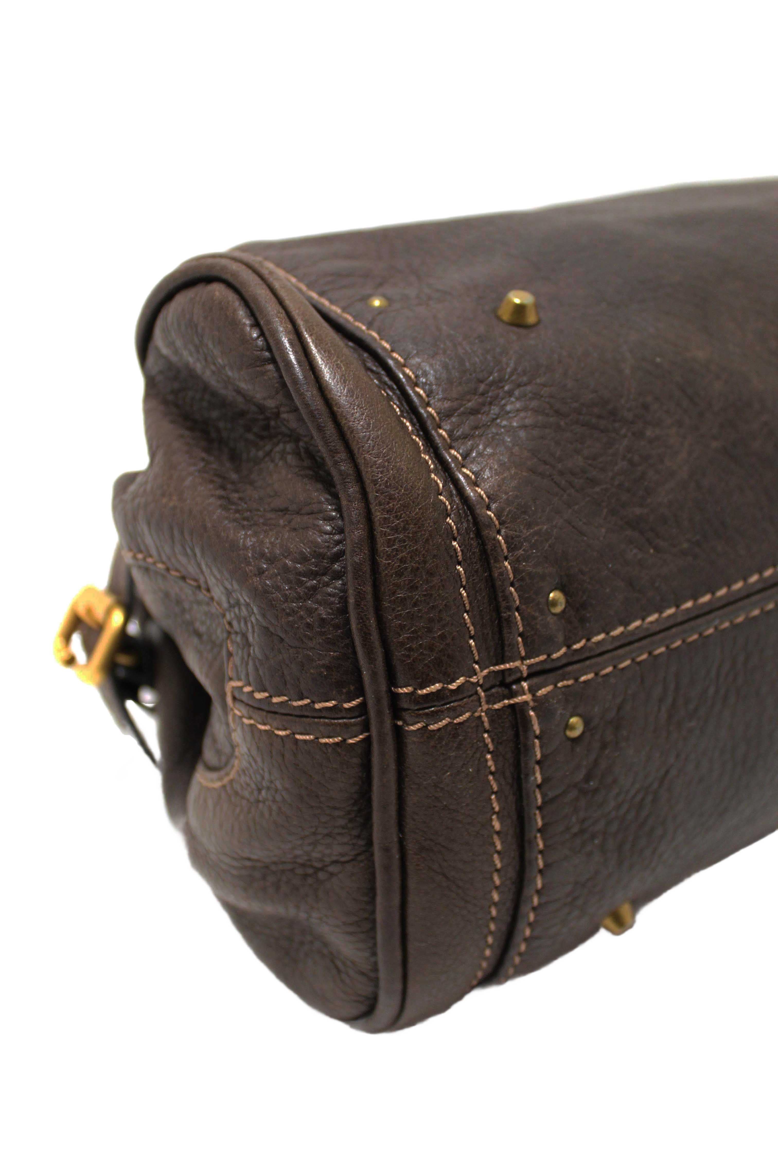 Authentic Chloe Brown Pebbled Leather Paddington Satchel Bag