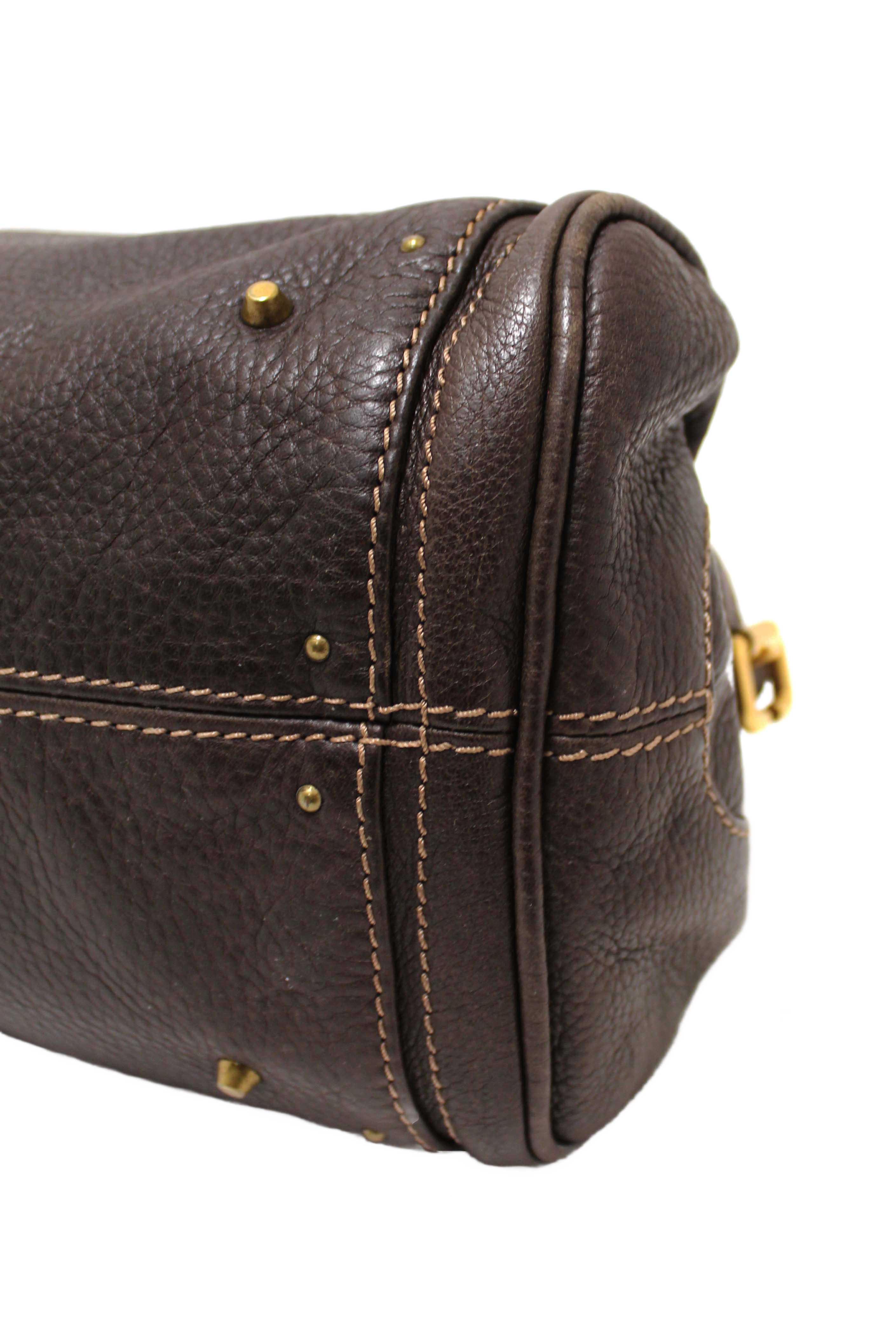 Authentic Chloe Brown Pebbled Leather Paddington Satchel Bag