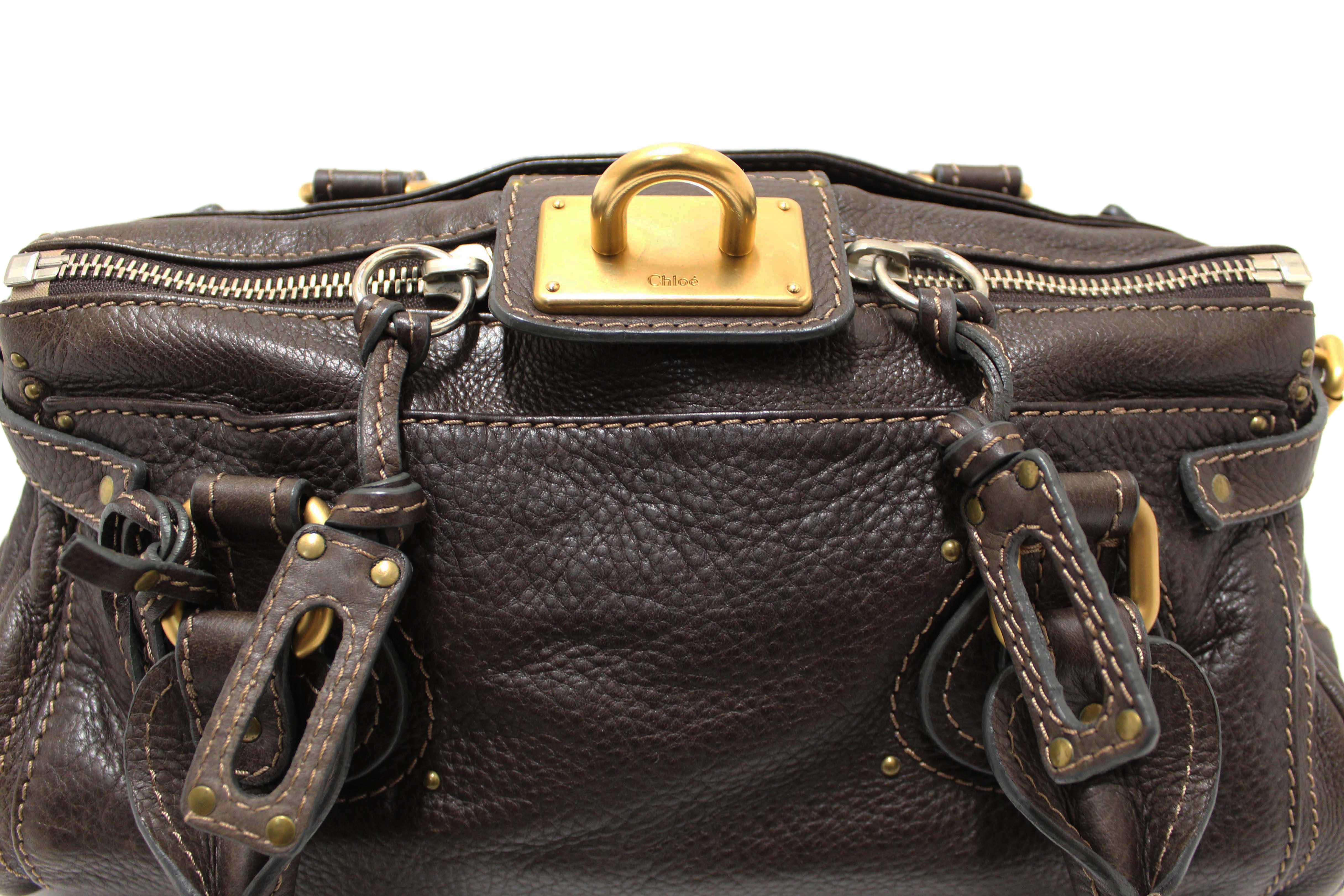 Authentic Chloe Brown Pebbled Leather Paddington Satchel Bag