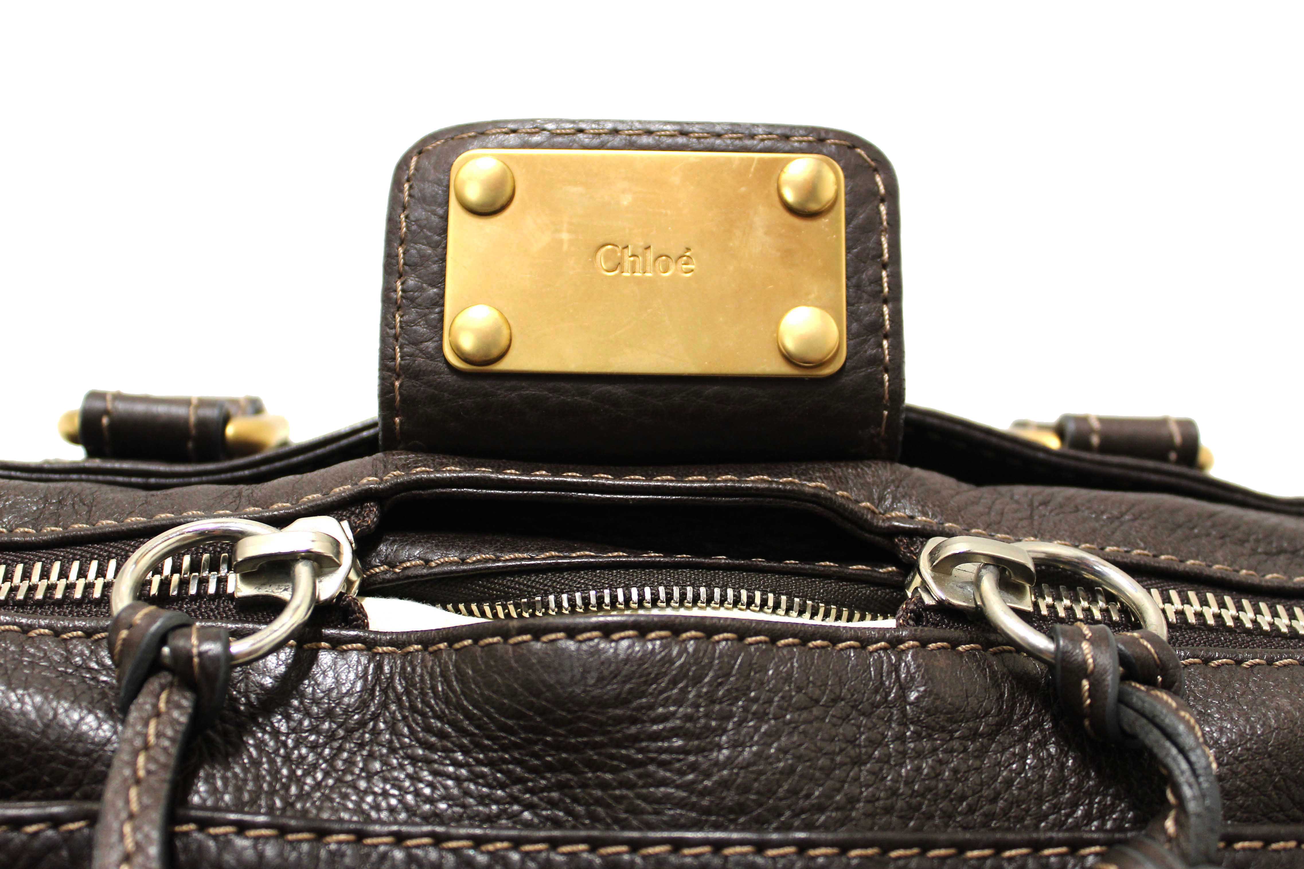Authentic Chloe Brown Pebbled Leather Paddington Satchel Bag
