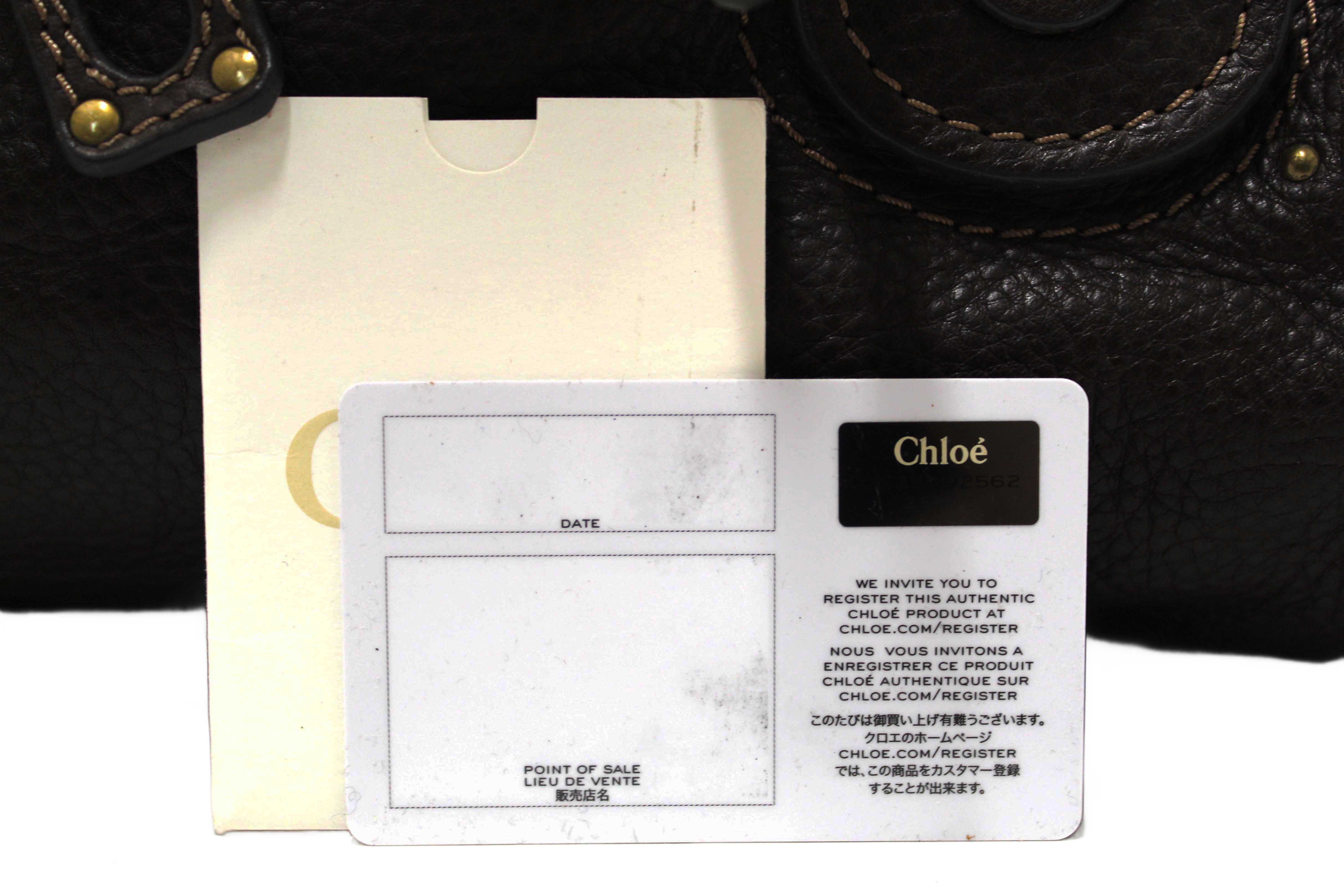 Authentic Chloe Brown Pebbled Leather Paddington Satchel Bag