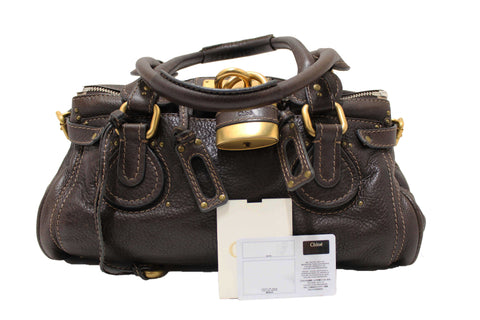 Authentic Chloe Brown Pebbled Leather Paddington Satchel Bag