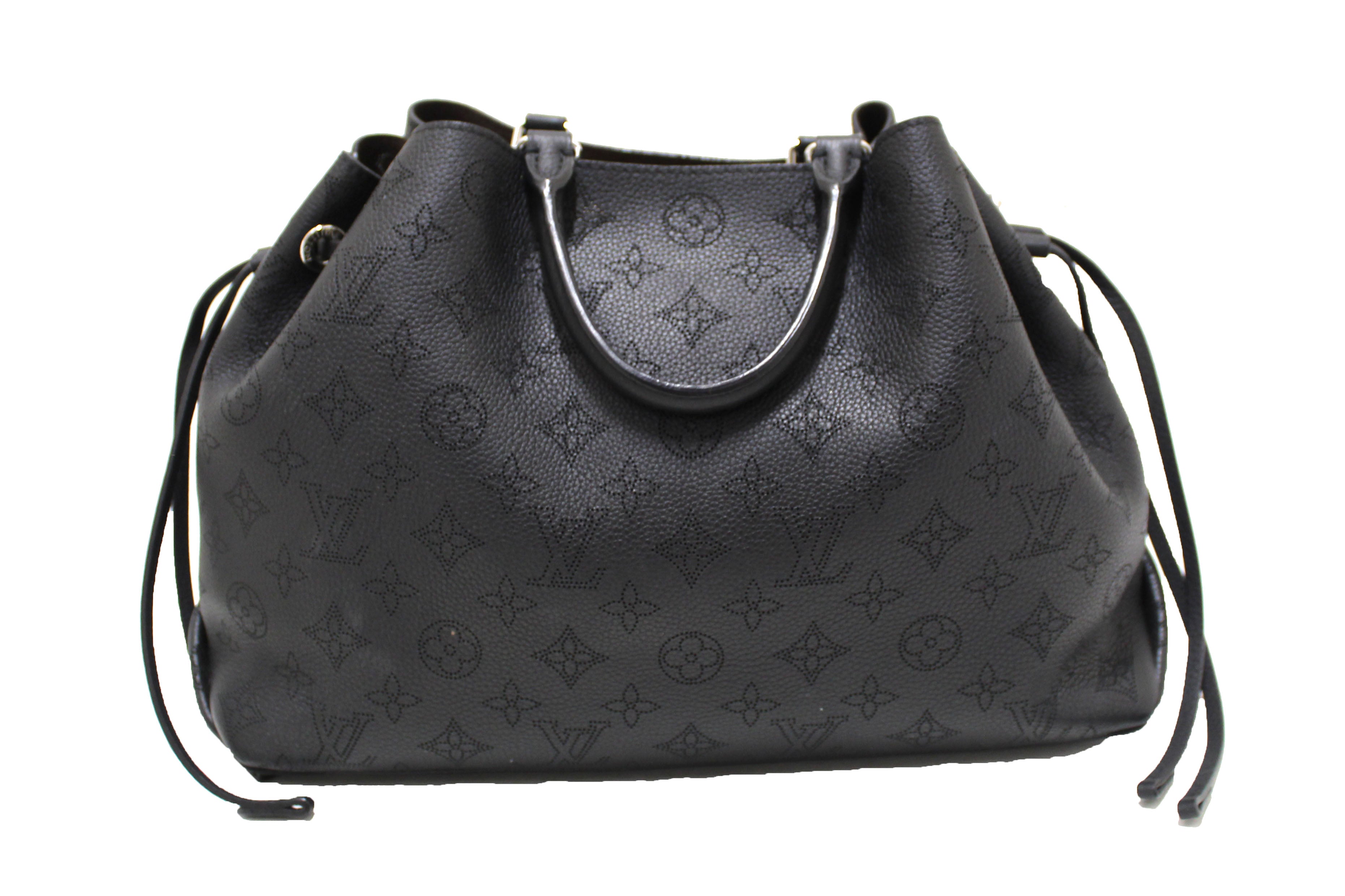 Authentic Louis Vuitton Black Mahina Perforated Calfskin Leather Bella Tote