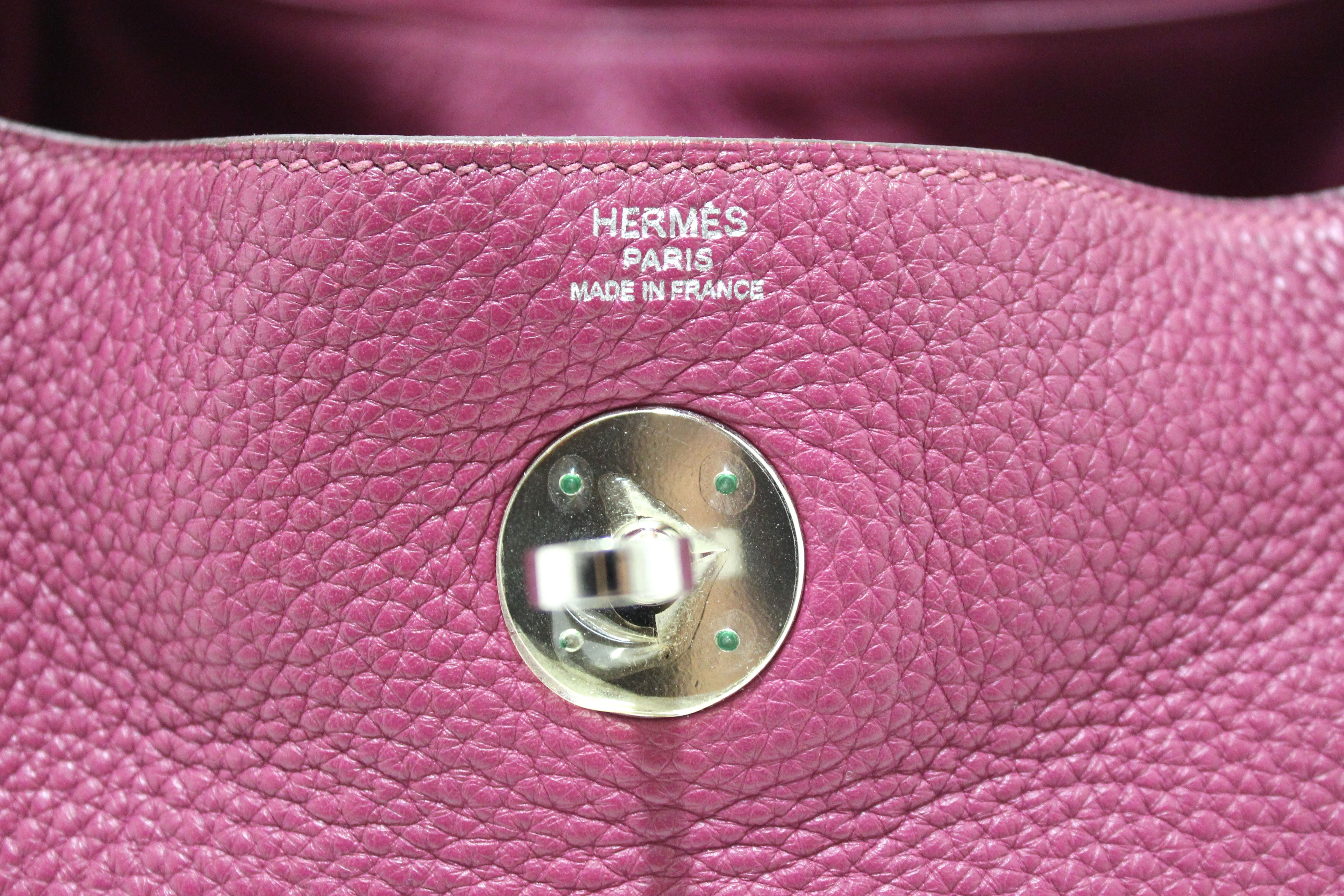 Authentic Hermes Rose Purple Togo Leather Lindy 26 Handbag/Shoulder Bag