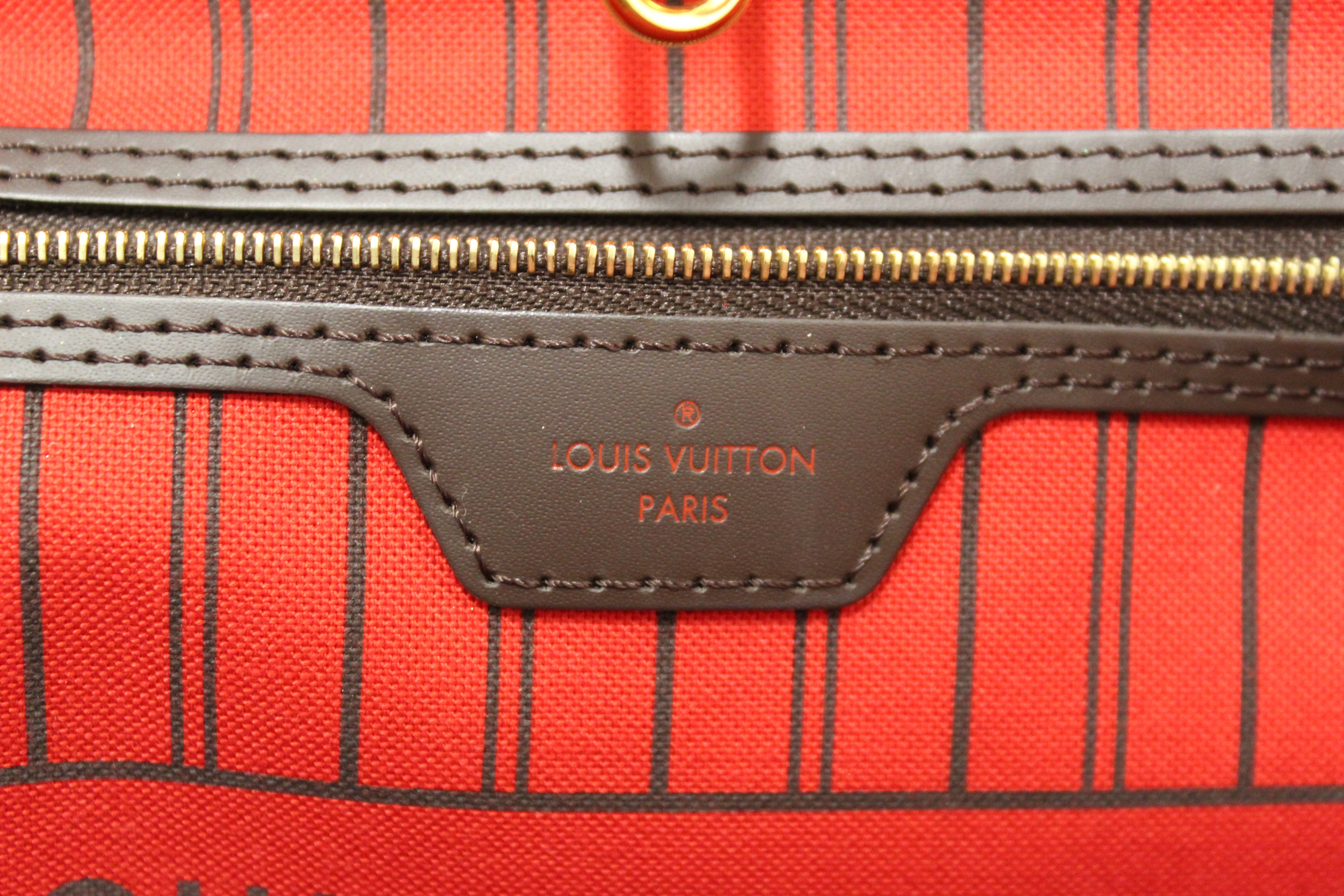 Louis Vuitton Damier Ebene Neverfull MM Red Interior - A World Of