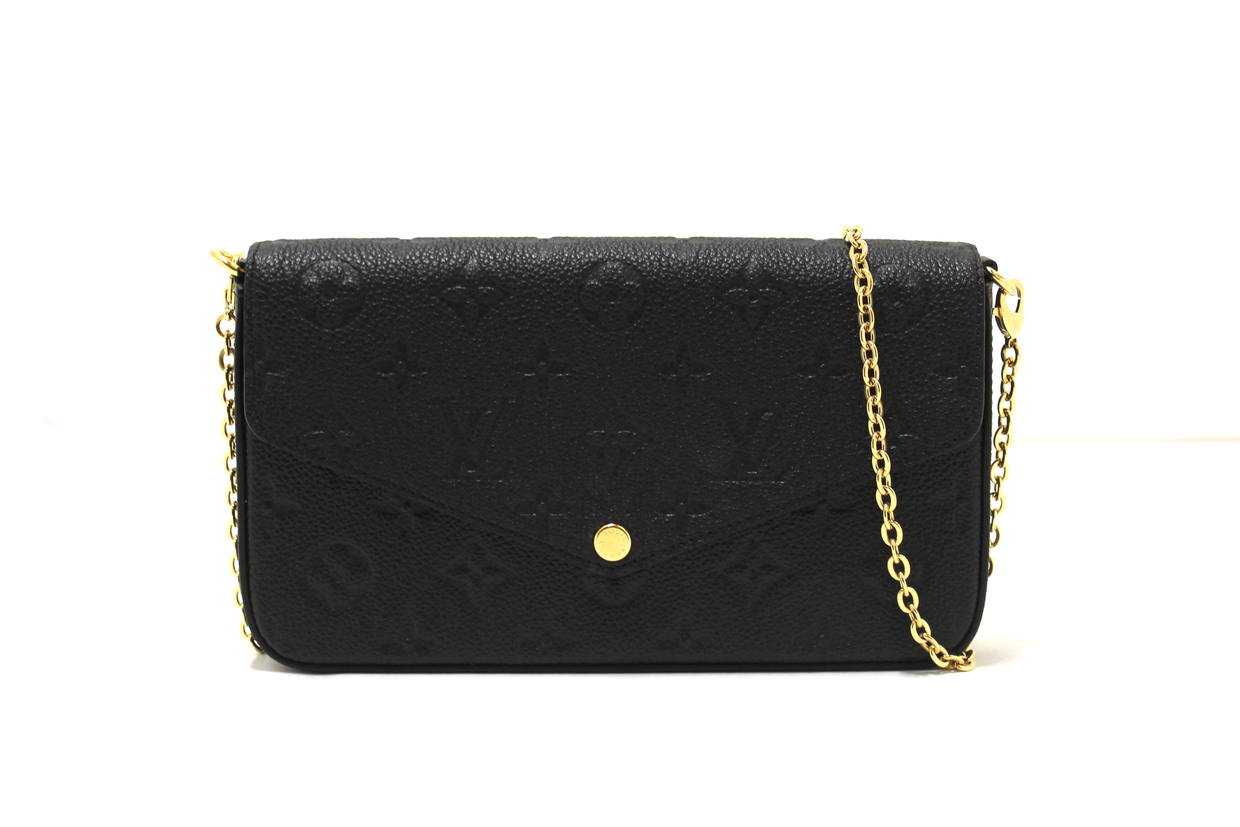 NEW Authentic Louis Vuitton Black Monogram Empreinte Felicie Pochette Bag