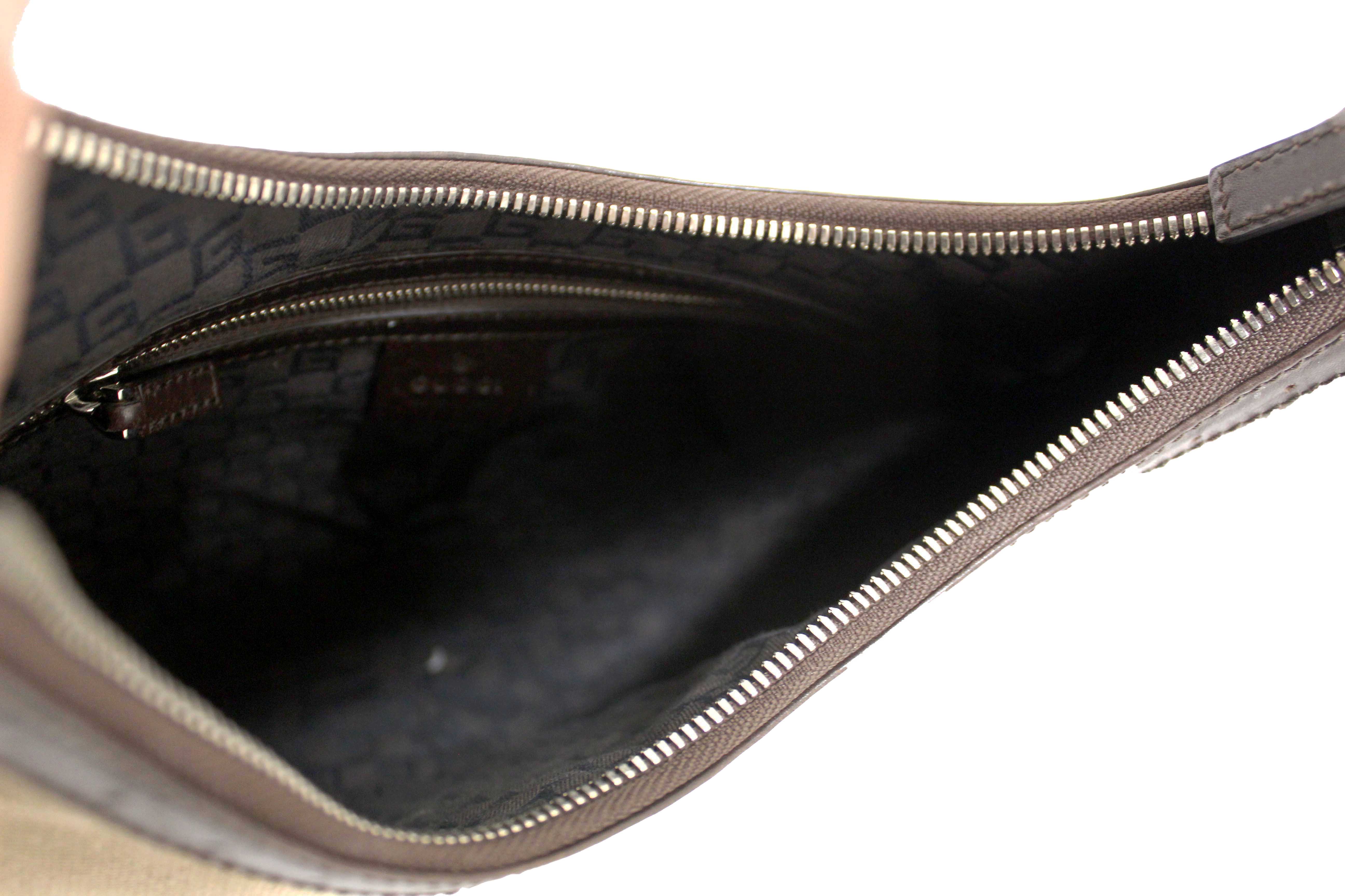 Authentic Gucci Beige Canvas Web GG Reins Small Hobo Bag 114869
