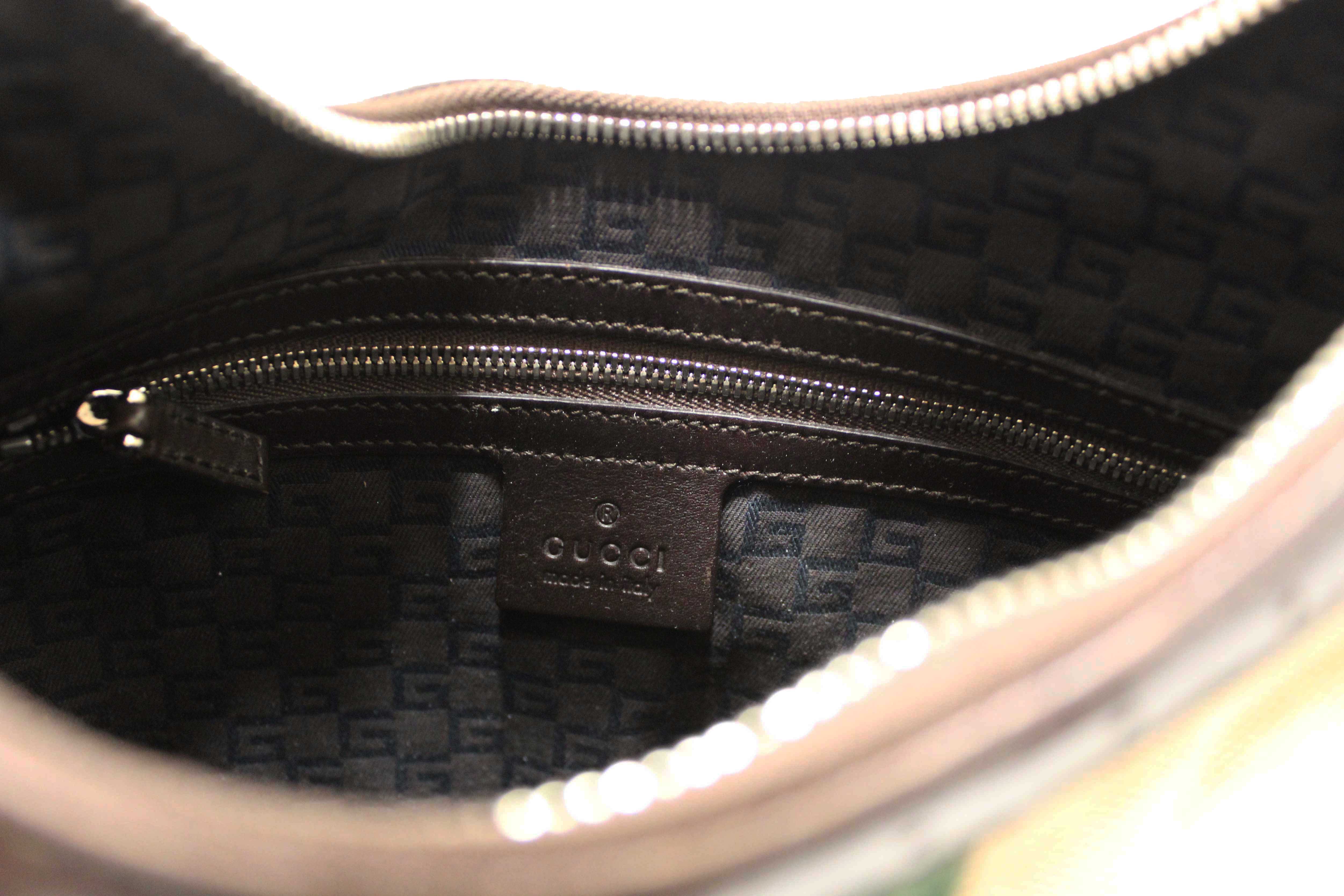 Authentic Gucci Beige Canvas Web GG Reins Small Hobo Bag 114869
