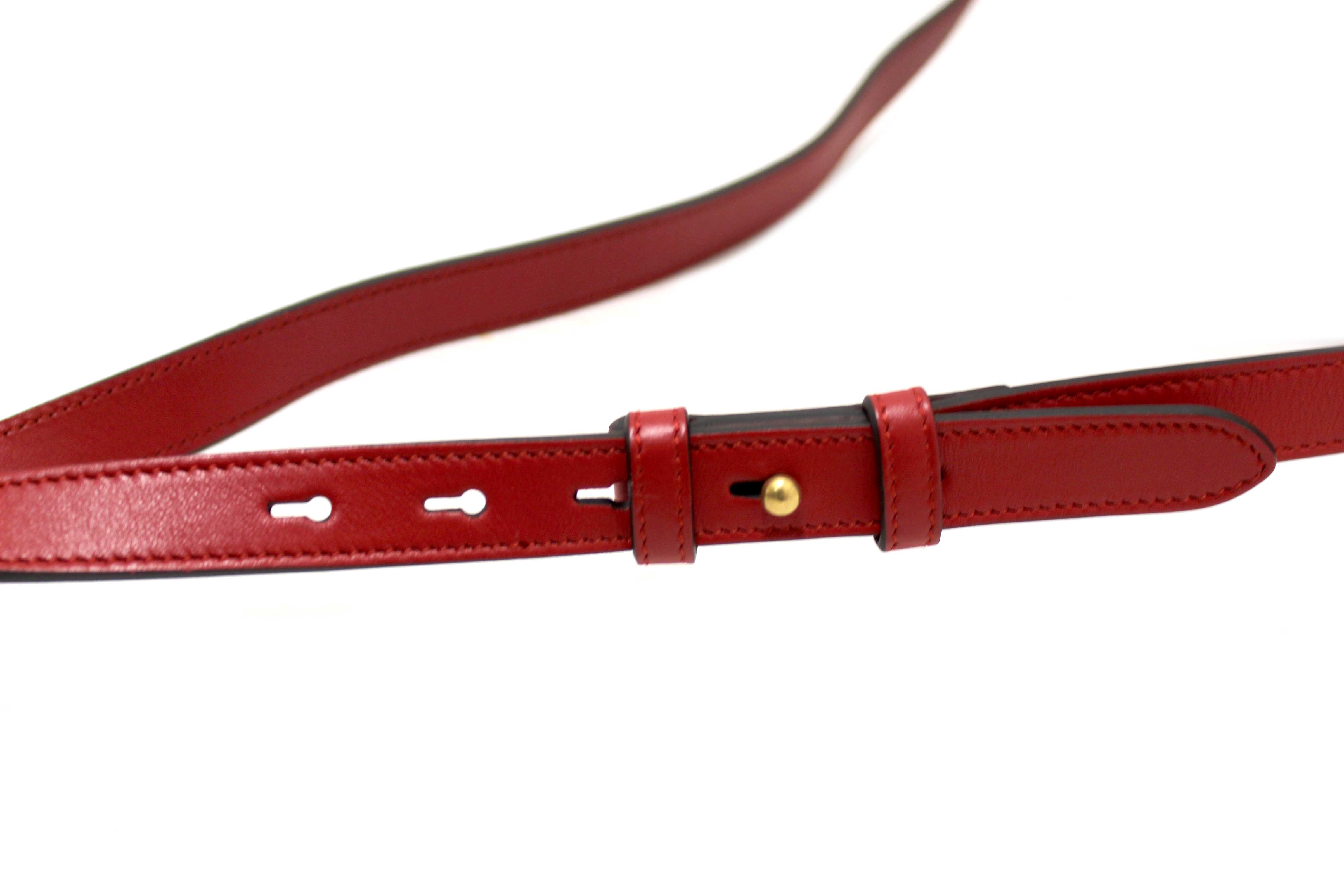 Authentic Gucci Red Hibiscus Red Calfskin Matelasse GG Marmont Medium Top Handle Shoulder Bag