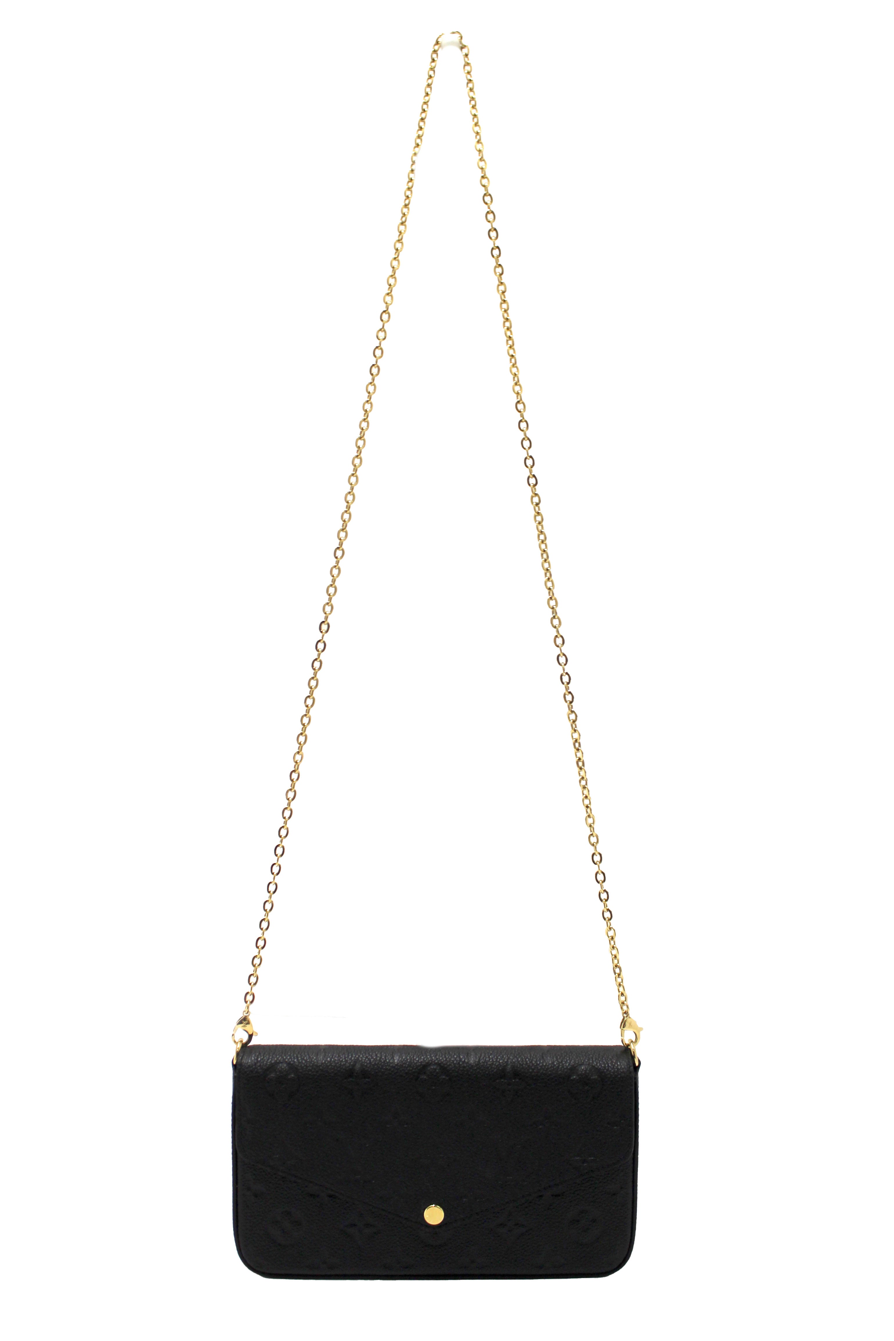 NEW Authentic Louis Vuitton Black Monogram Empreinte Felicie Pochette Bag