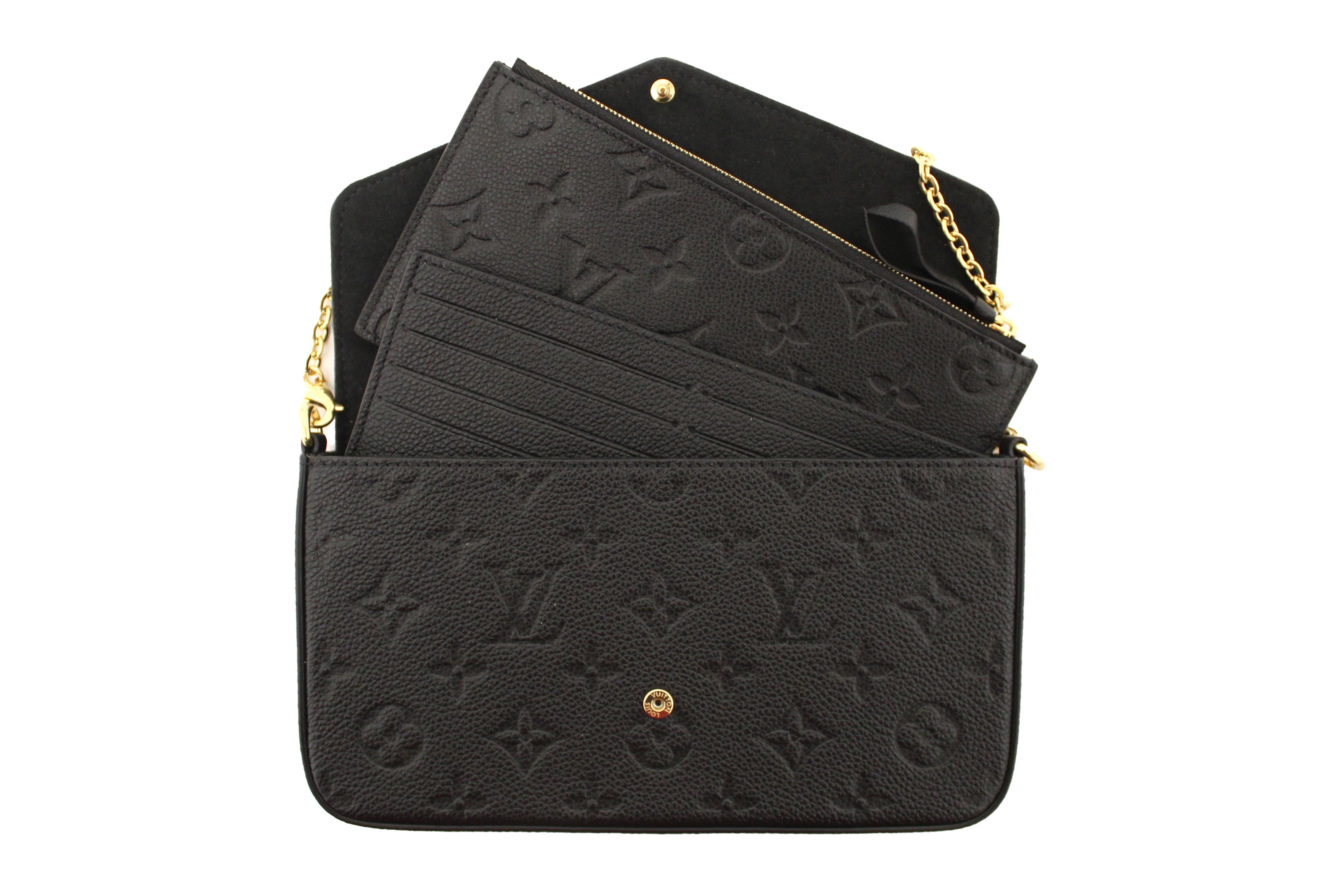 NEW Authentic Louis Vuitton Black Monogram Empreinte Felicie Pochette Bag