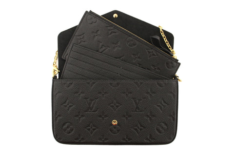 NEW Authentic Louis Vuitton Black Monogram Empreinte Felicie Pochette Bag