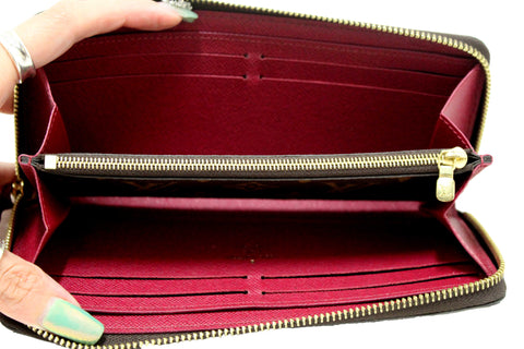 Authentic Louis Vuitton Classic Monogram Fuchsia Clemence Wallet