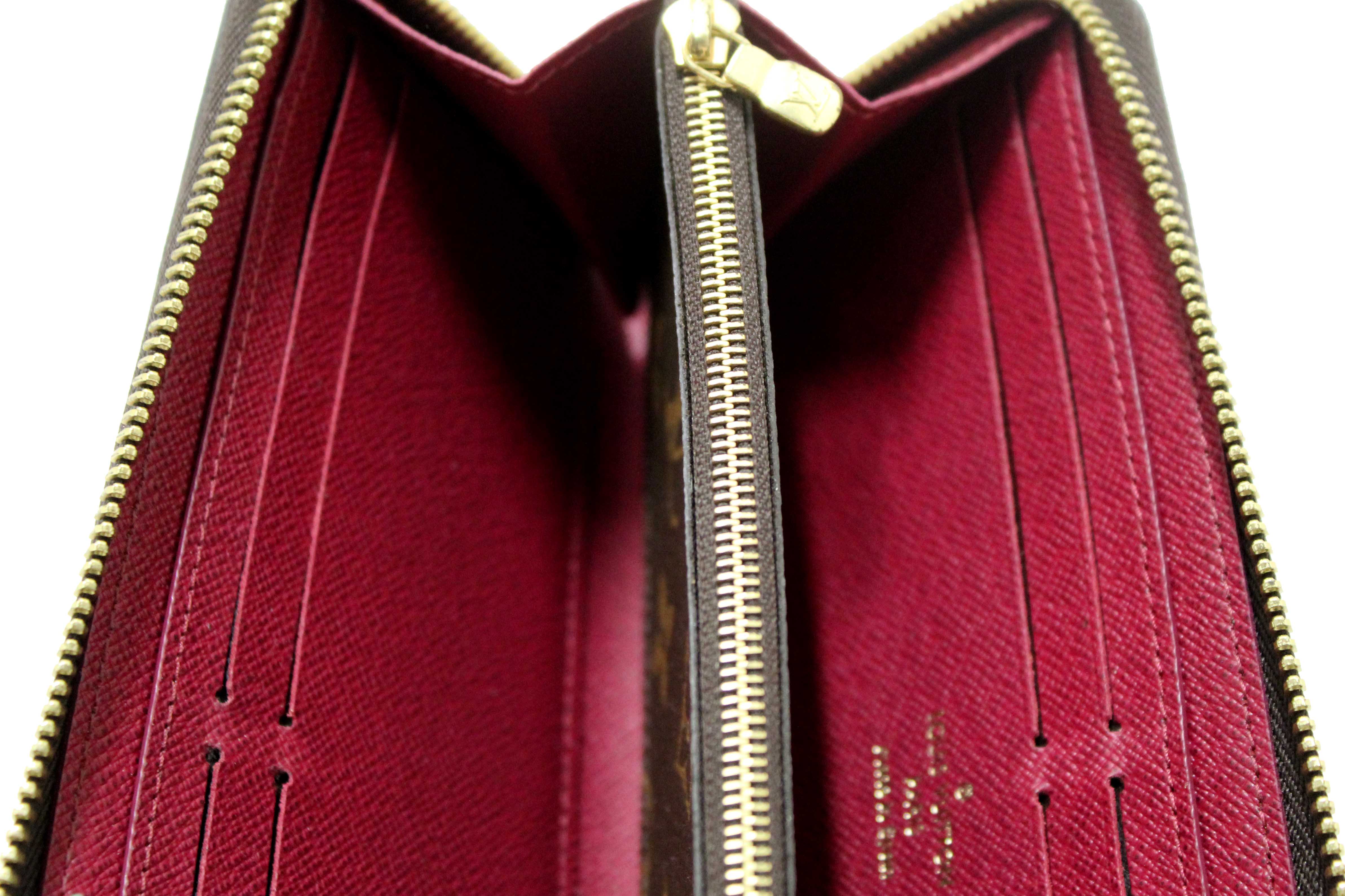 Authentic Louis Vuitton Classic Monogram Fuchsia Clemence Wallet